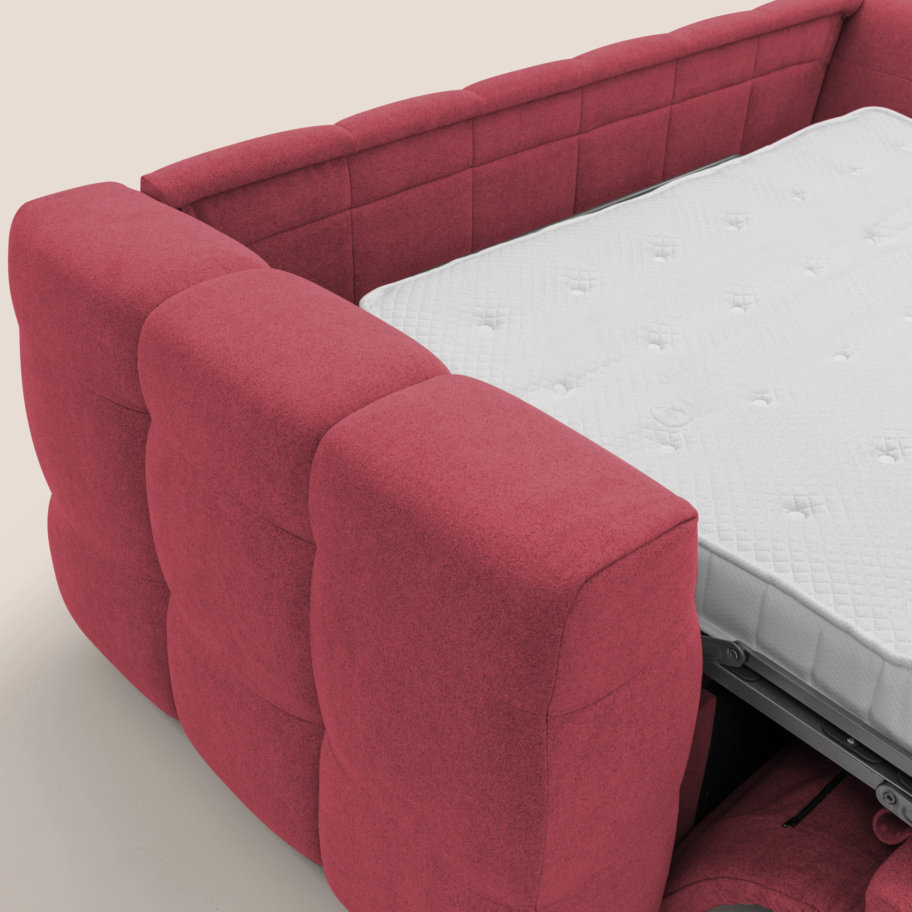 Tender Canapé convertible avec matelas H14 cm en bouclette imperméable T07 rouge - Image 12