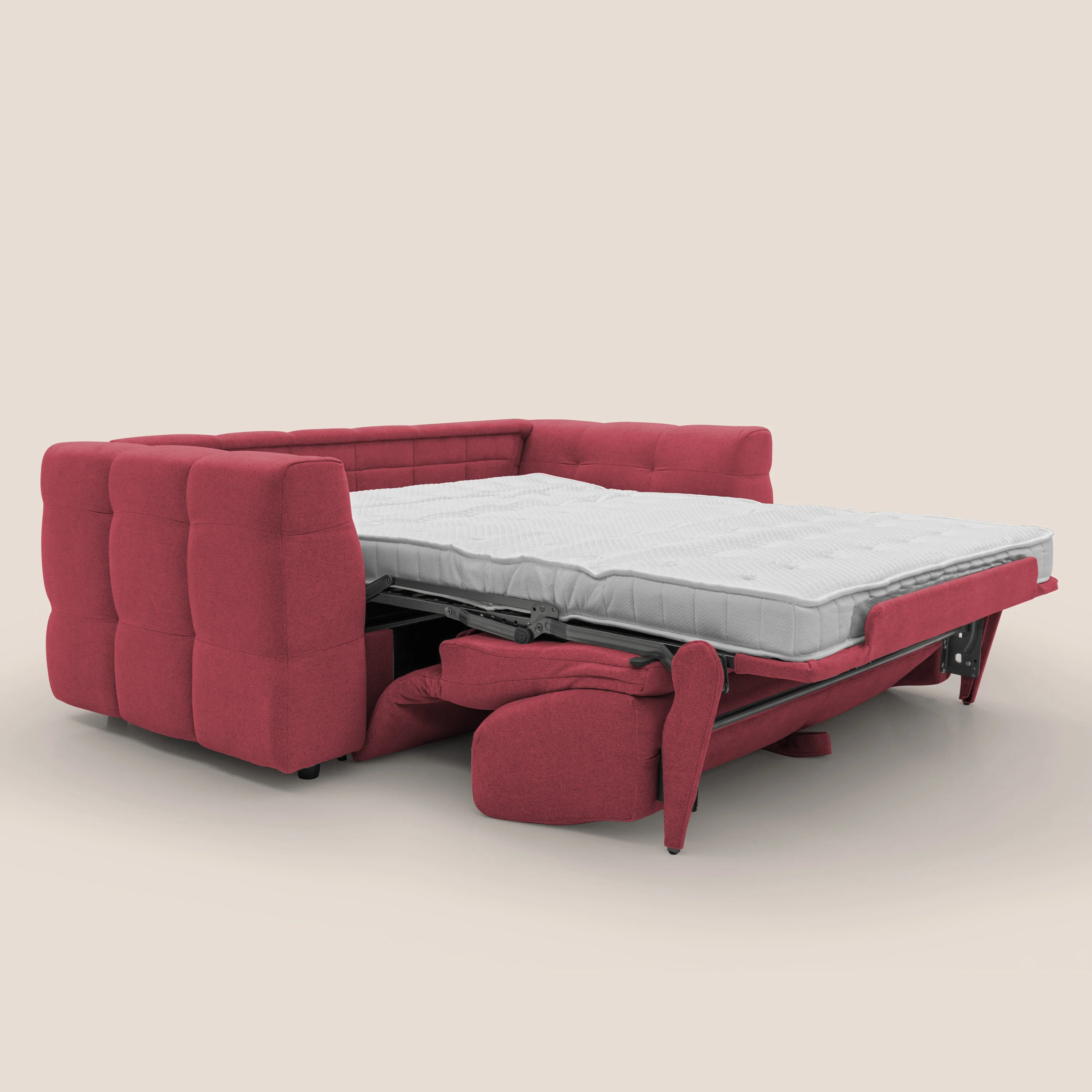 Tender Canapé convertible avec matelas H14 cm en bouclette imperméable T07 rouge - Image 2