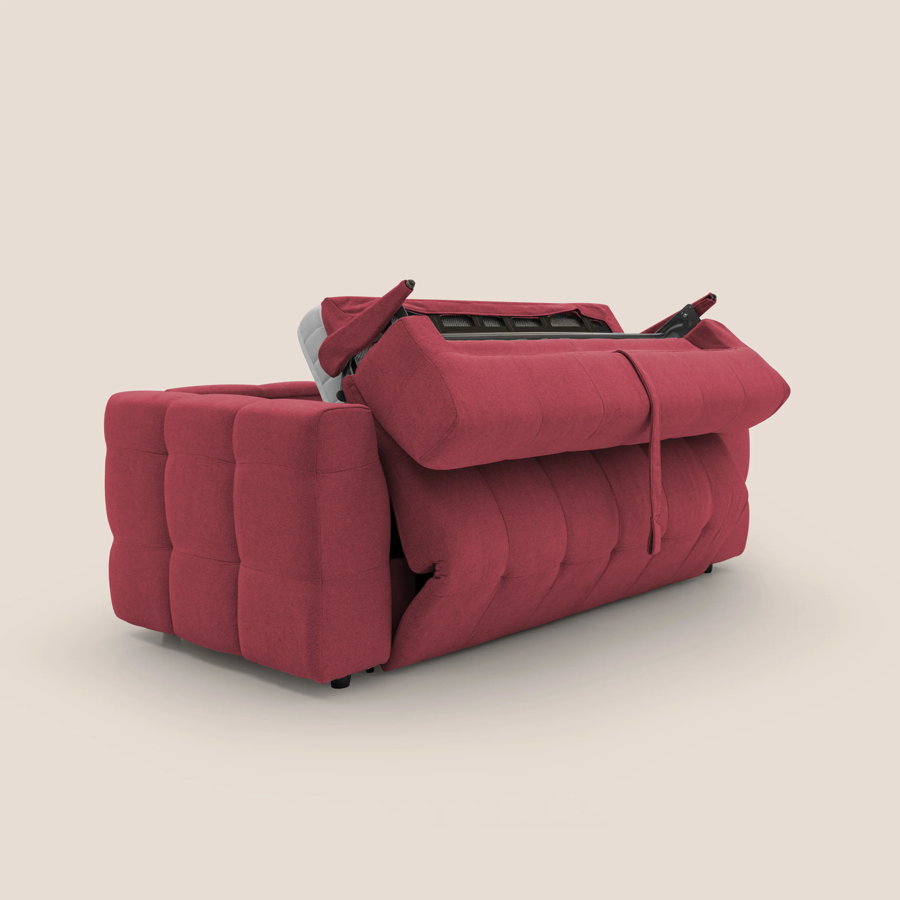 Tender Canapé convertible avec matelas H14 cm en bouclette imperméable T07 rouge - Image 3