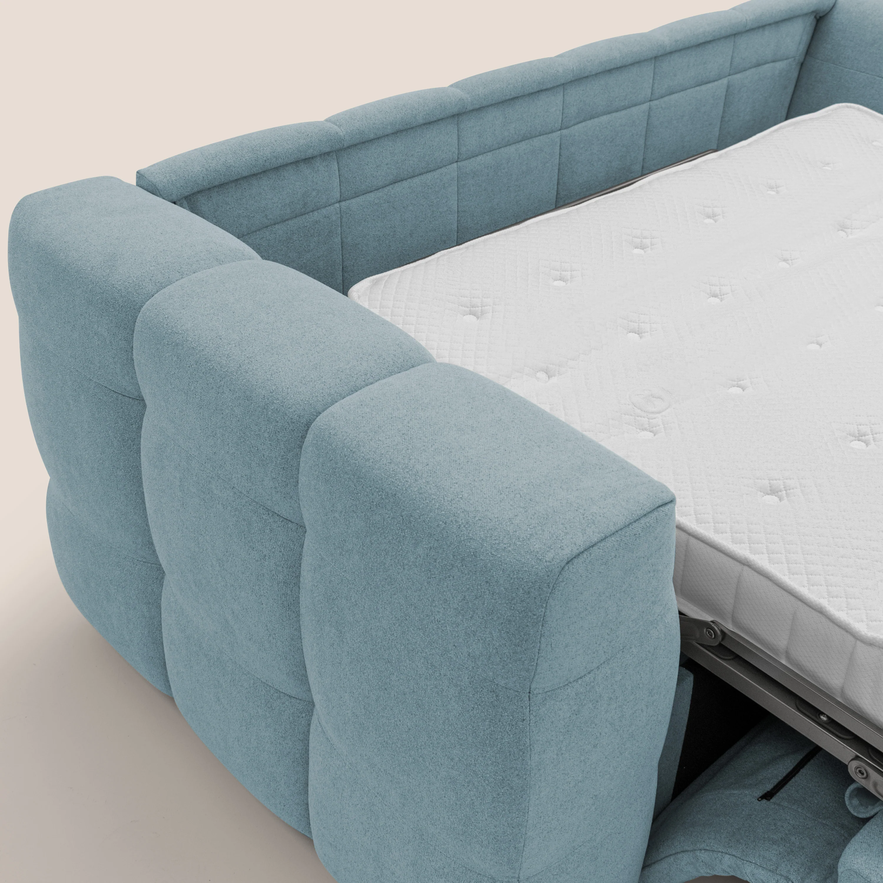 Tender Canapé convertible avec matelas H14 cm en bouclette imperméable T07 sucre glace - Image 12