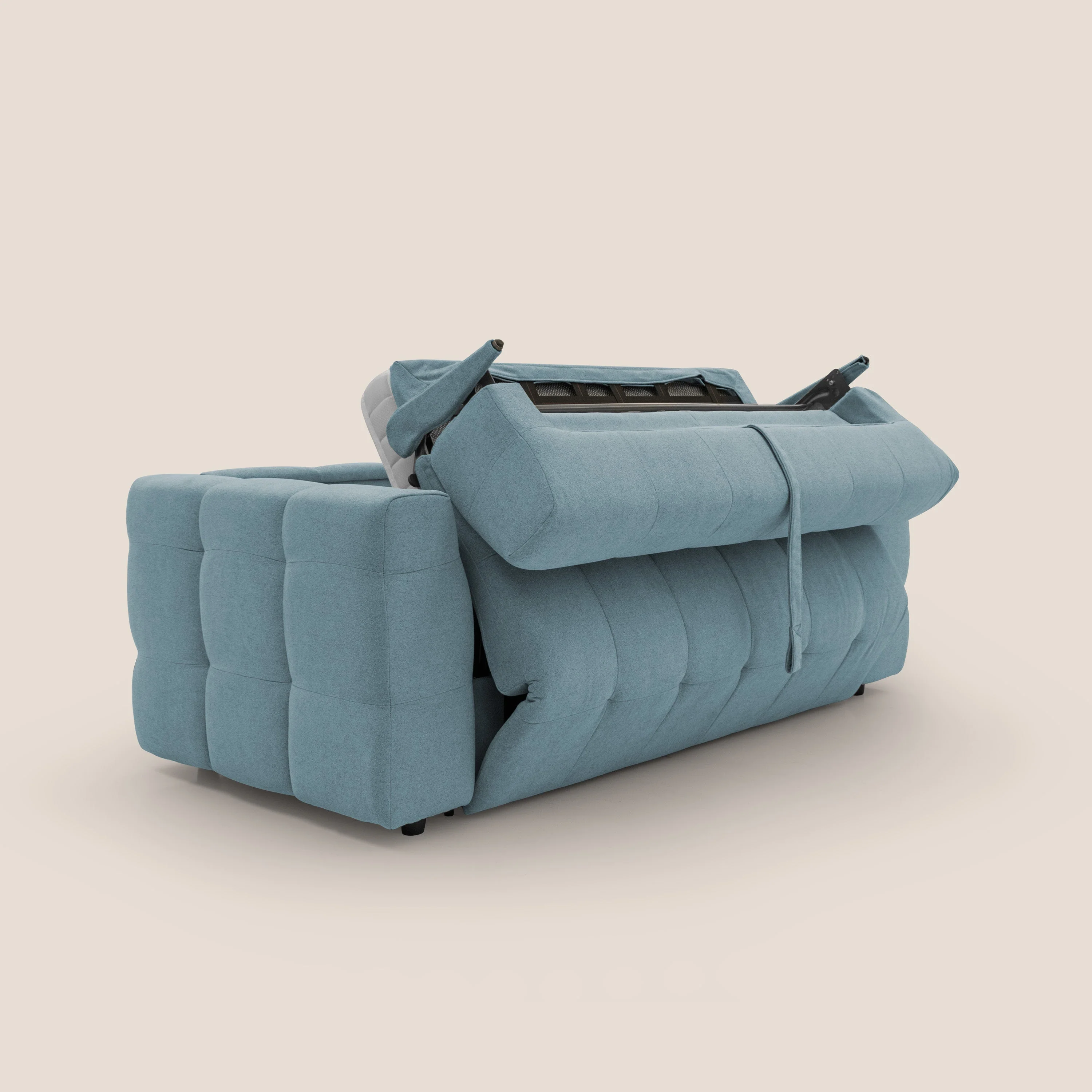 Tender Canapé convertible avec matelas H14 cm en bouclette imperméable T07 sucre glace - Image 2