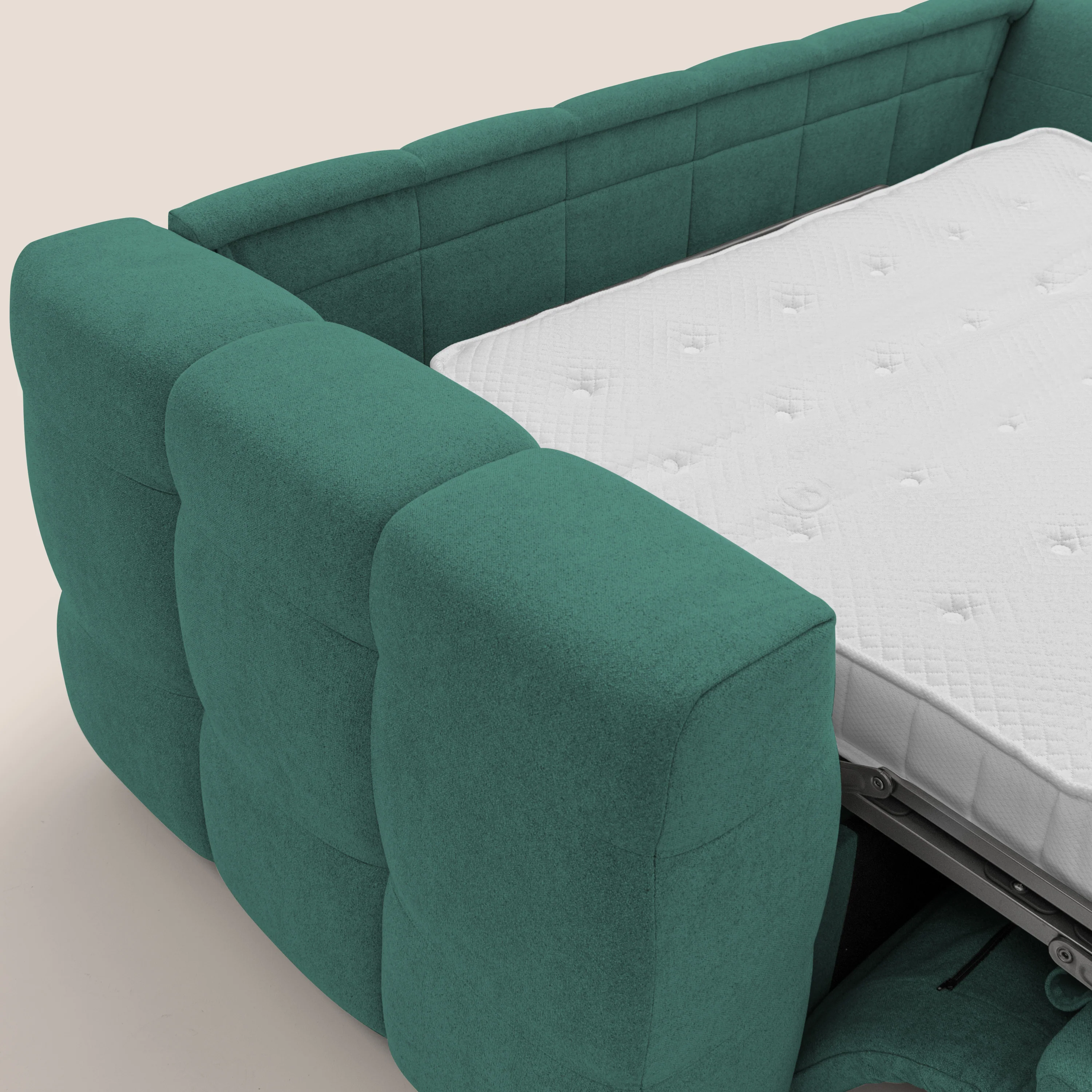 Tender Canapé convertible avec matelas H14 cm en bouclette imperméable T07 vert - Image 14