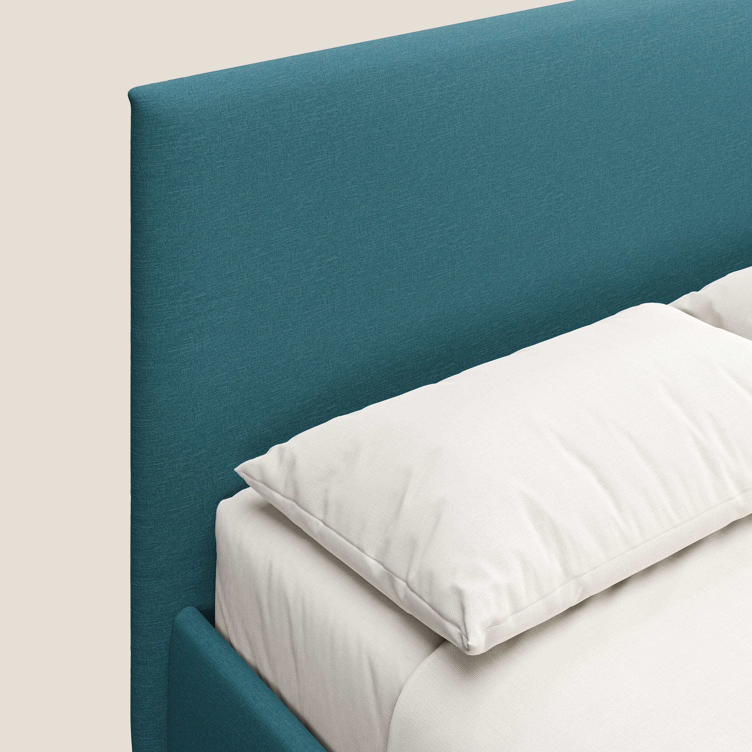 Teresa lit avec coffre déhoussable en tissu mixte coton imperméable T13 azur - Image 6