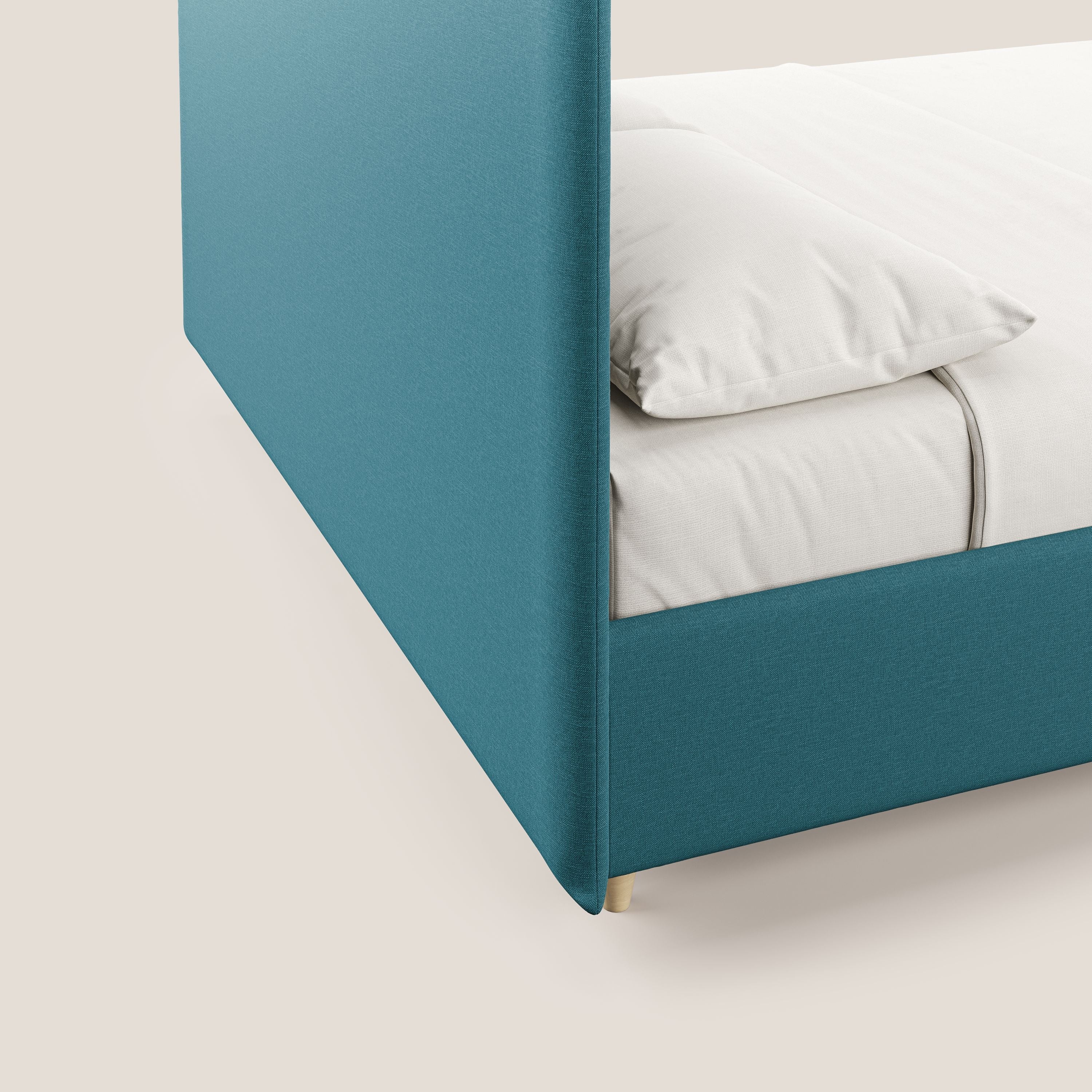 Teresa lit avec coffre déhoussable en tissu mixte coton imperméable T13 azur - Image 7
