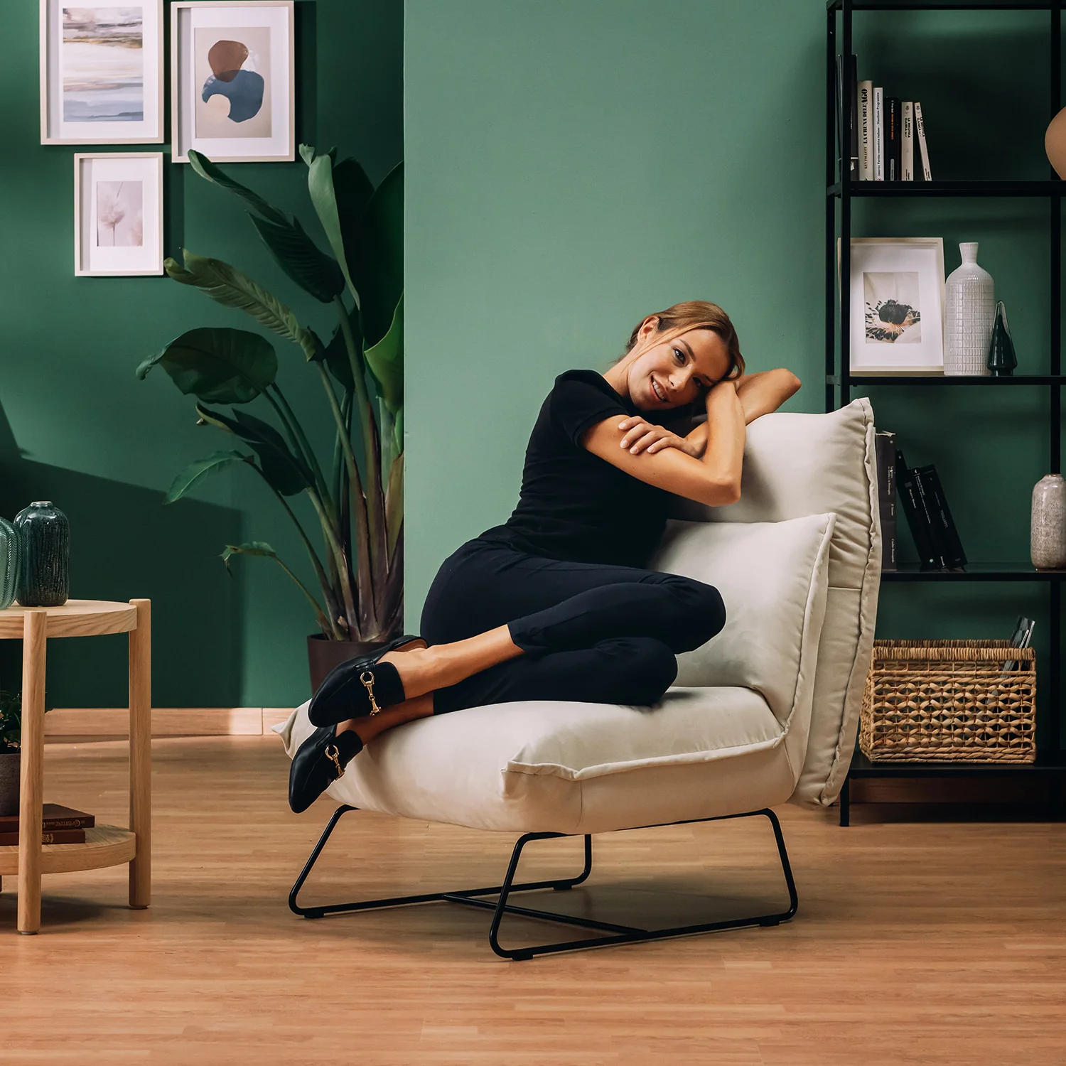 Tessa Fauteuil au design moderne en microfibre détachable T11 crème - Image 2