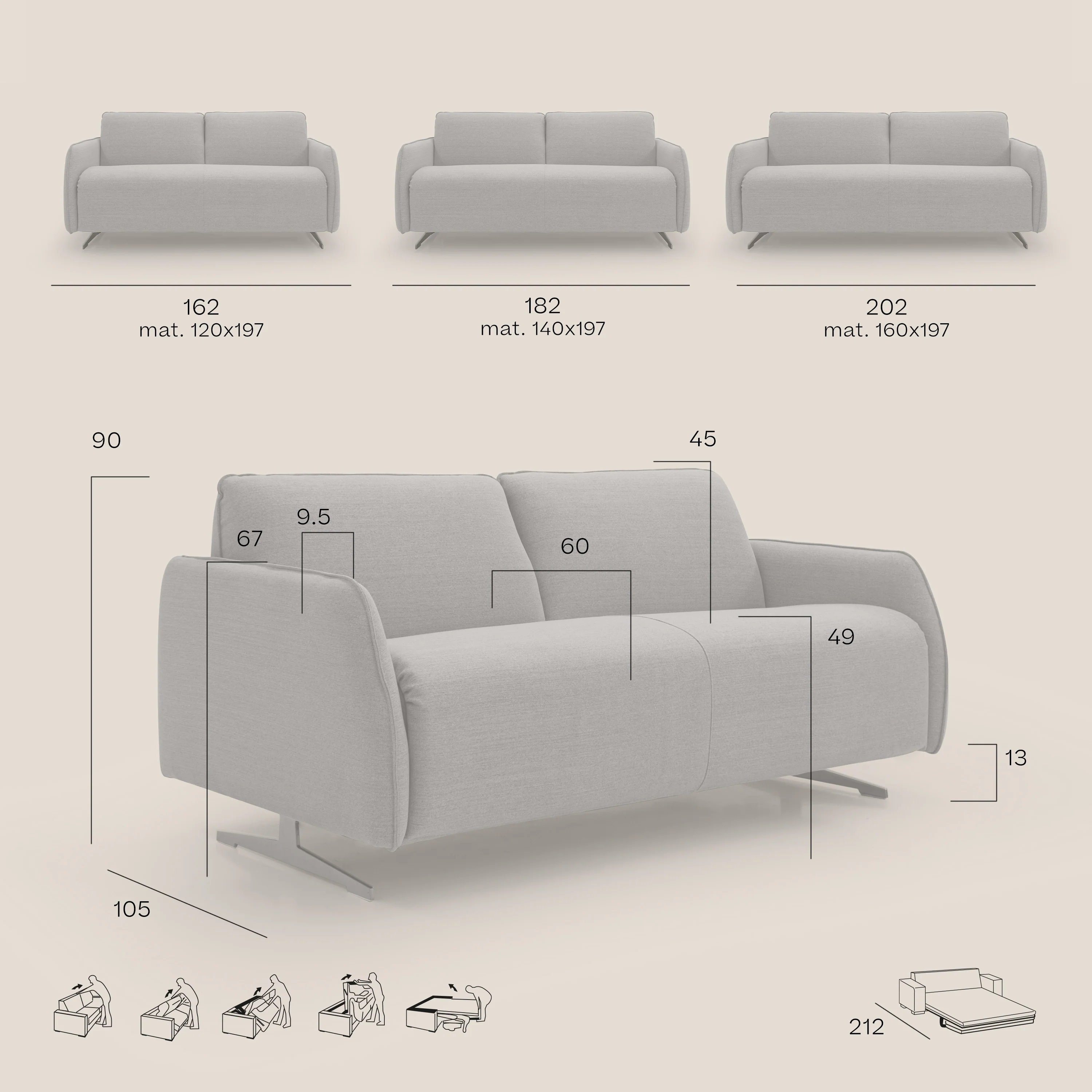 Texas Canapé convertible matrimonial moderne en tissu imperméable T19 gris - Image 12