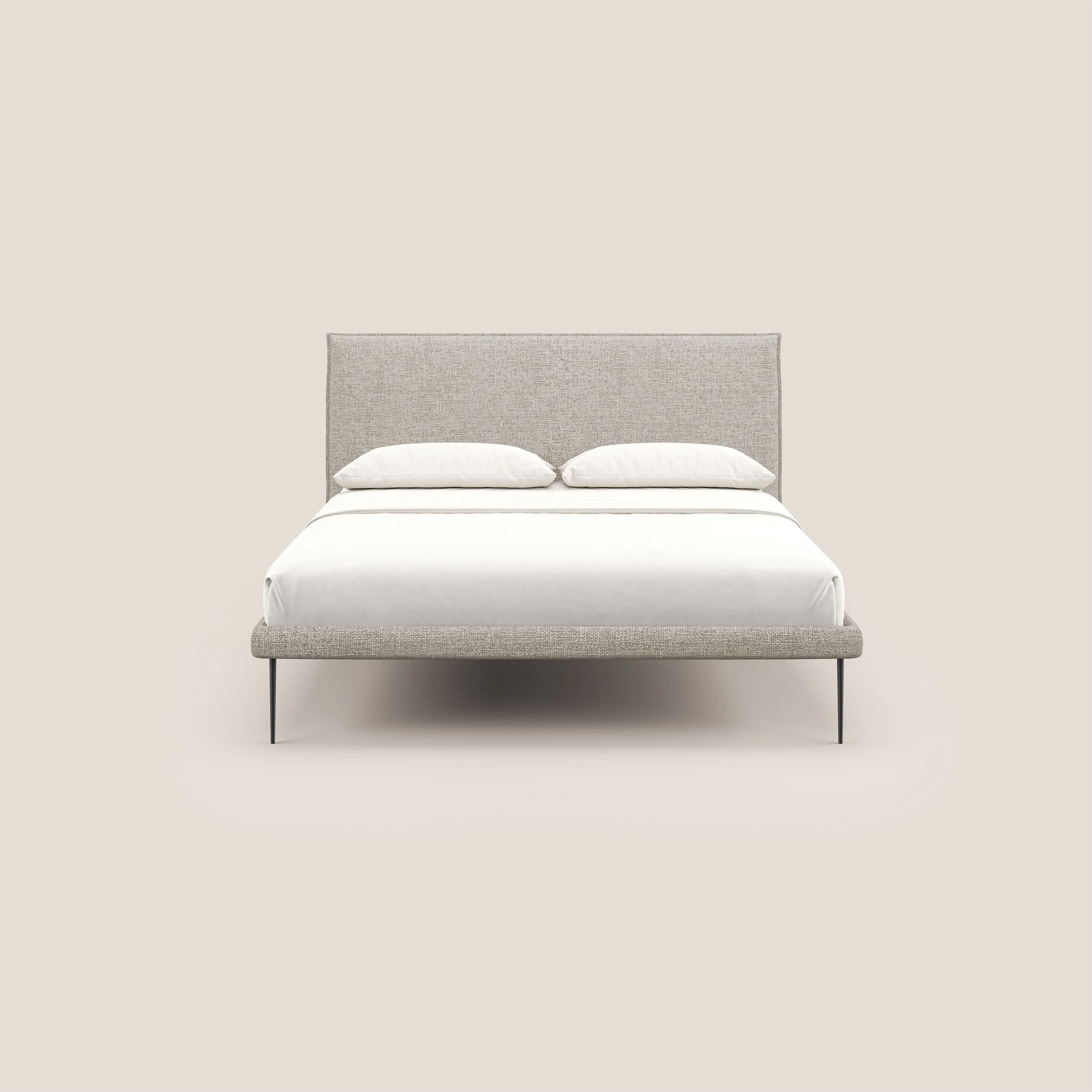 Theo lit moderne déhoussable avec pieds hauts en métal et tissu imperméable T10 crème - Image 2