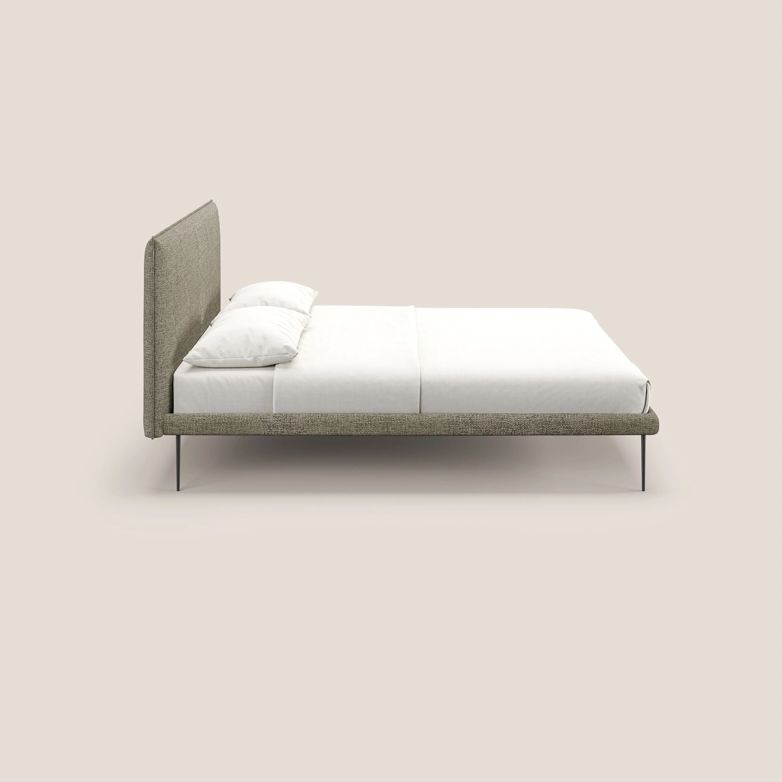 Theo lit moderne déhoussable avec pieds hauts en métal et tissu imperméable T10 Taupe tortora - Image 3