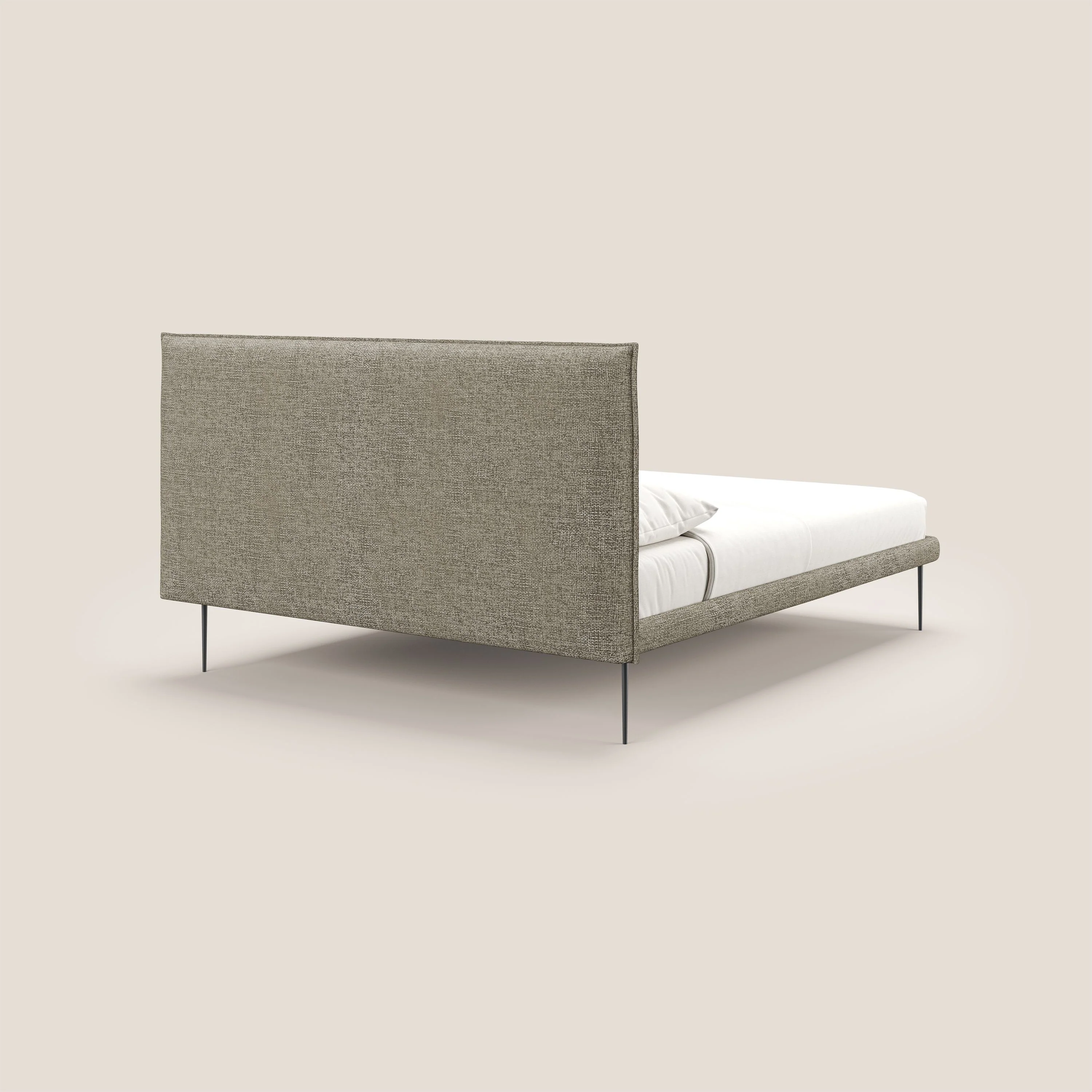 Theo lit moderne déhoussable pour matelas 140x190 cm avec pieds hauts en métal et tissu imperméable T10 Taupe tortora - Image 4