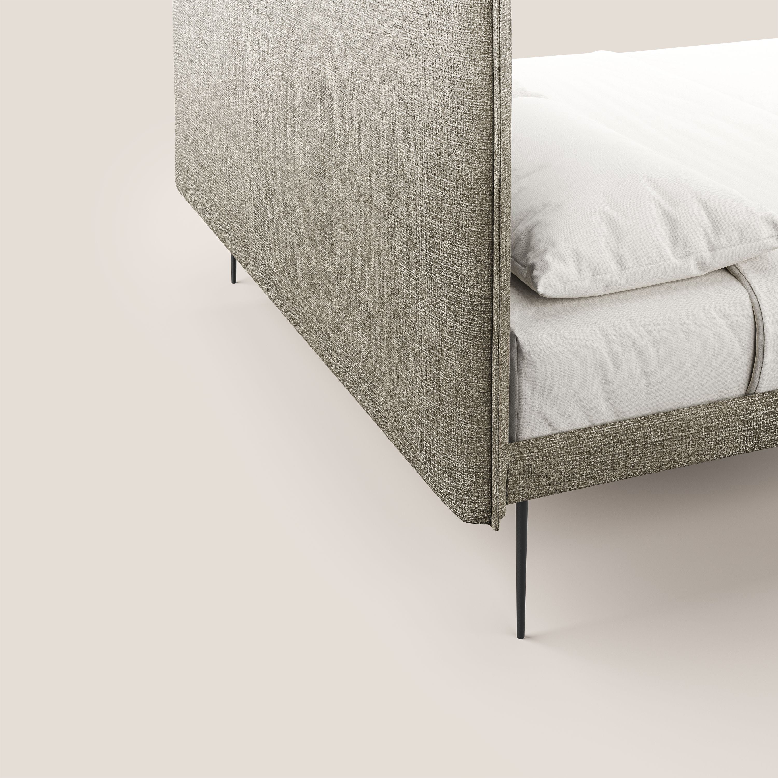 Theo lit moderne déhoussable pour matelas 140x190 cm avec pieds hauts en métal et tissu imperméable T10 Taupe tortora - Image 6