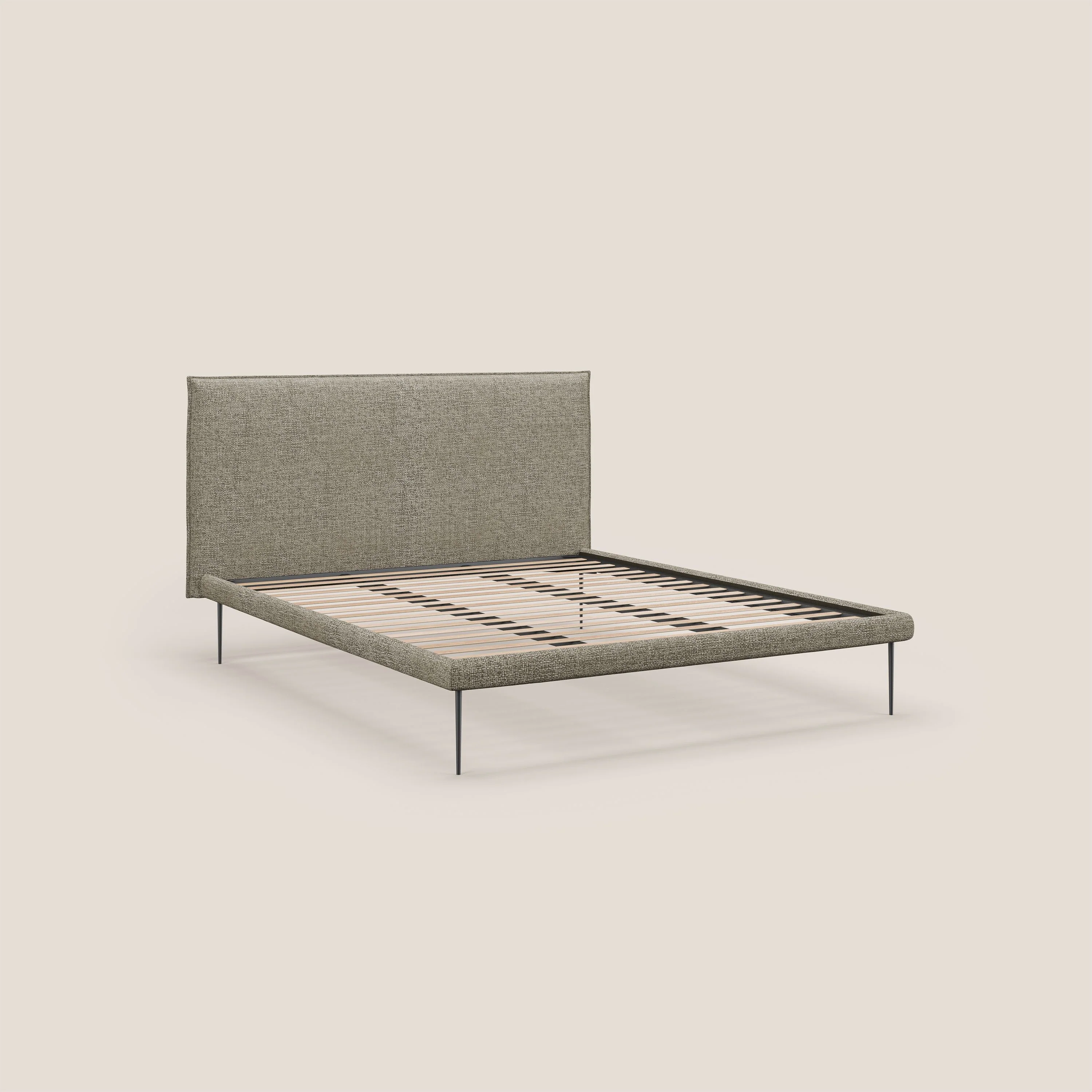 Theo lit moderne déhoussable pour matelas 140x190 cm avec pieds hauts en métal et tissu imperméable T10 Taupe tortora - Image 7