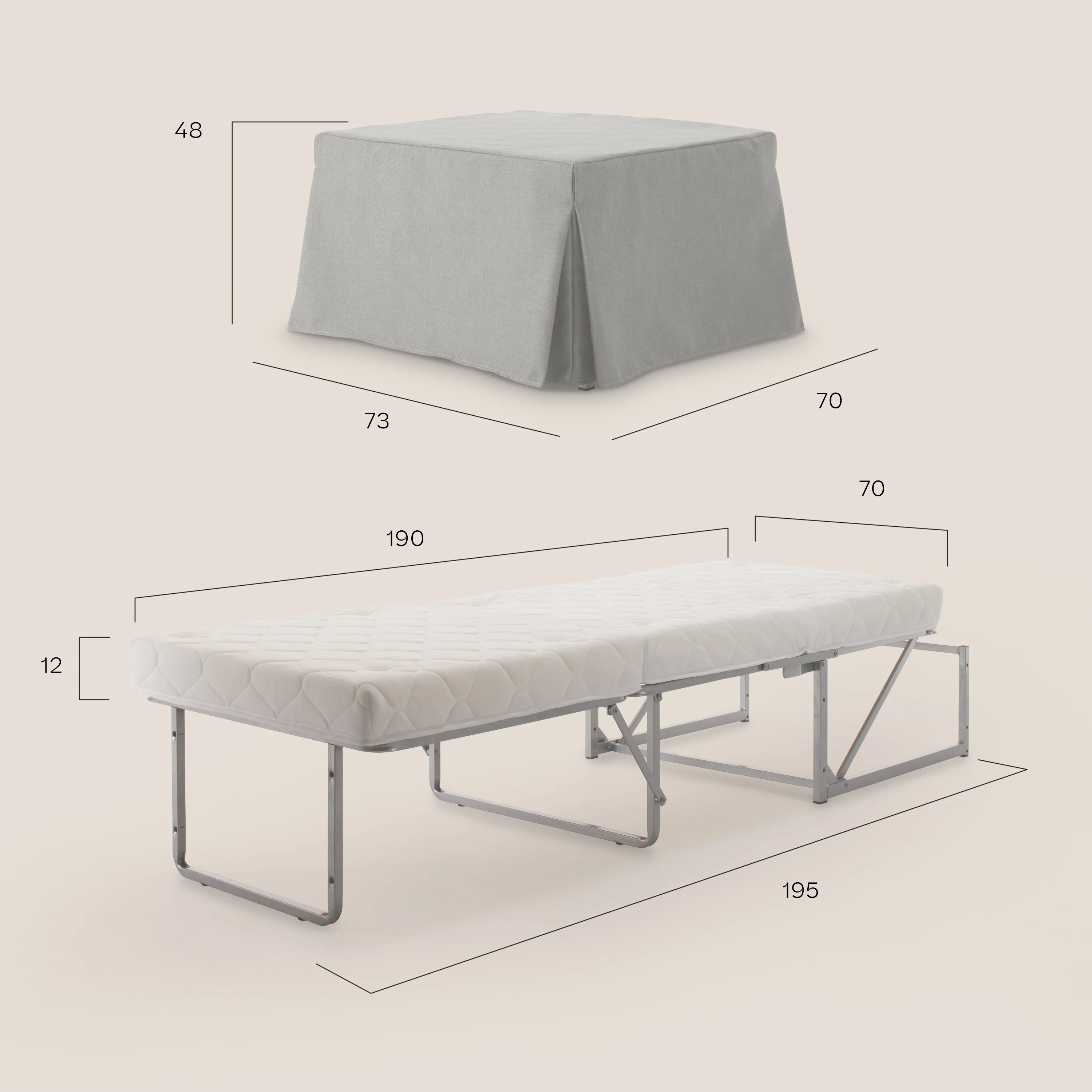 Tip-Top Pouf LIT en tissu imperméable T13 gris - Image 5