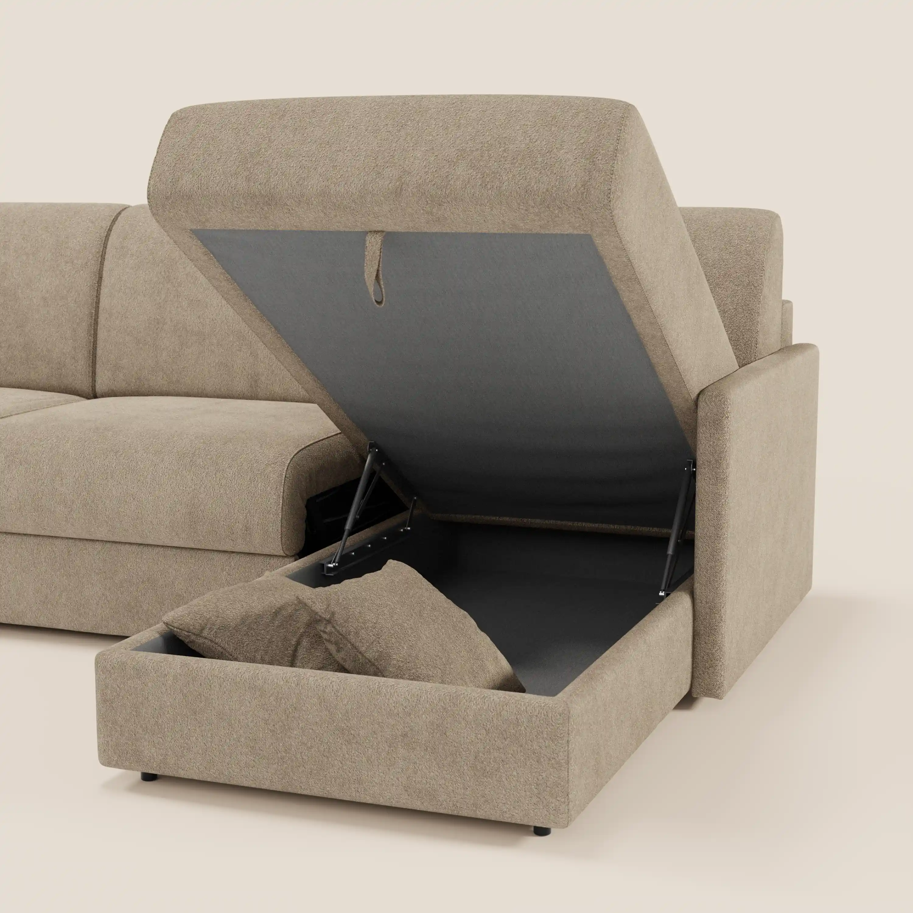 Tommy Canapé convertible avec méridienne coffre - design minimaliste et déhoussable en tissu détachable effet coton T33 - Image 12