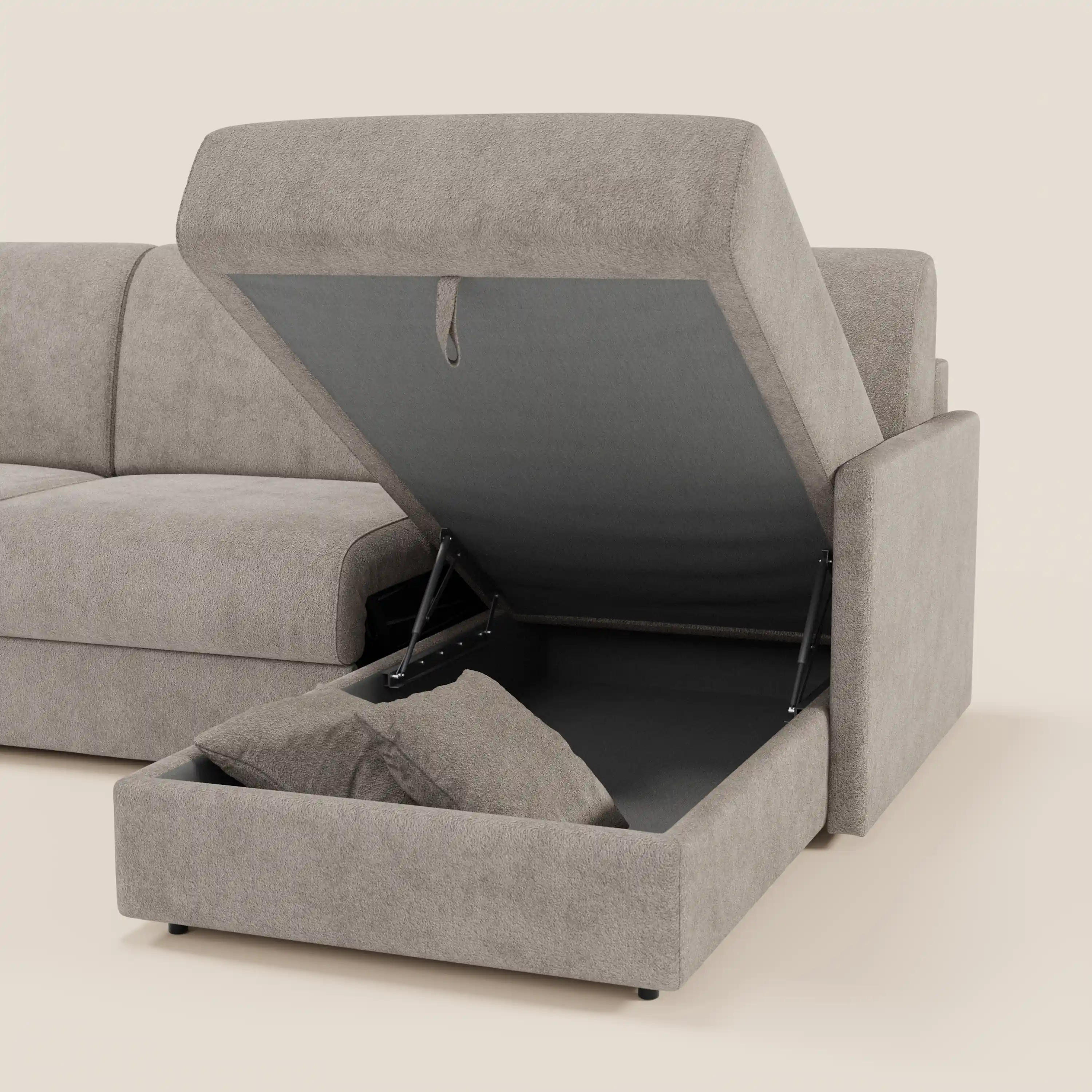 Tommy Canapé convertible avec méridienne coffre - design minimaliste et déhoussable en tissu détachable effet coton T33 - Image 172