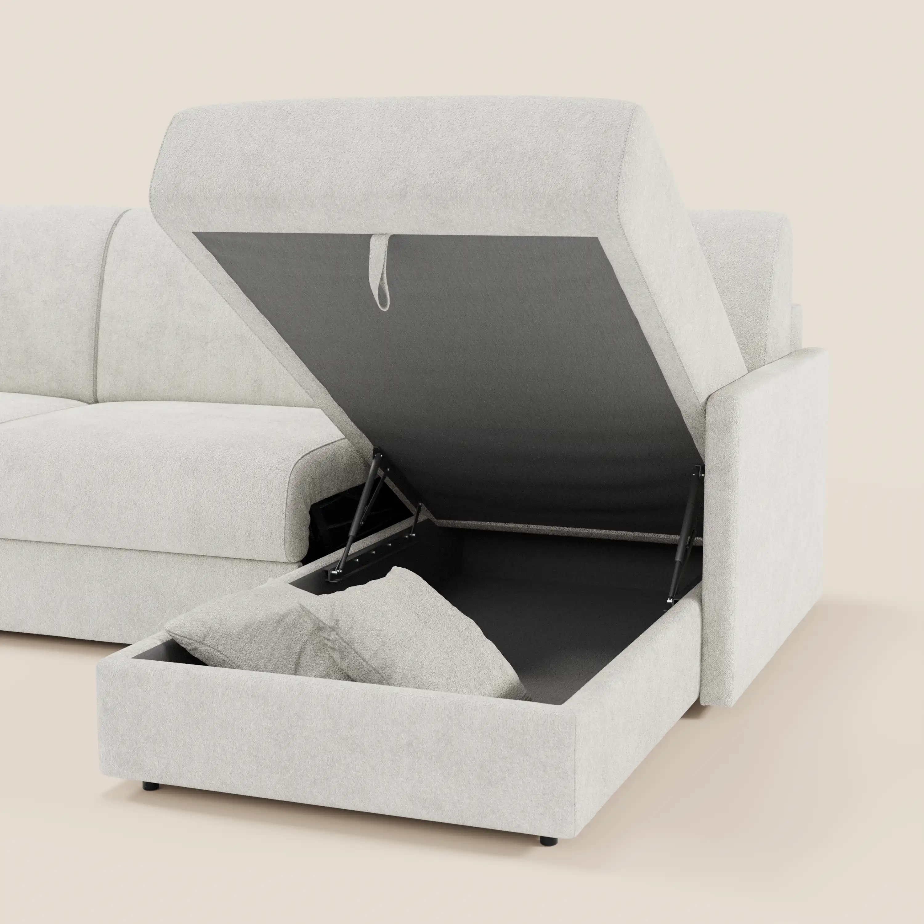 Tommy Canapé convertible avec méridienne coffre - design minimaliste et déhoussable en tissu détachable effet coton T33 - Image 203