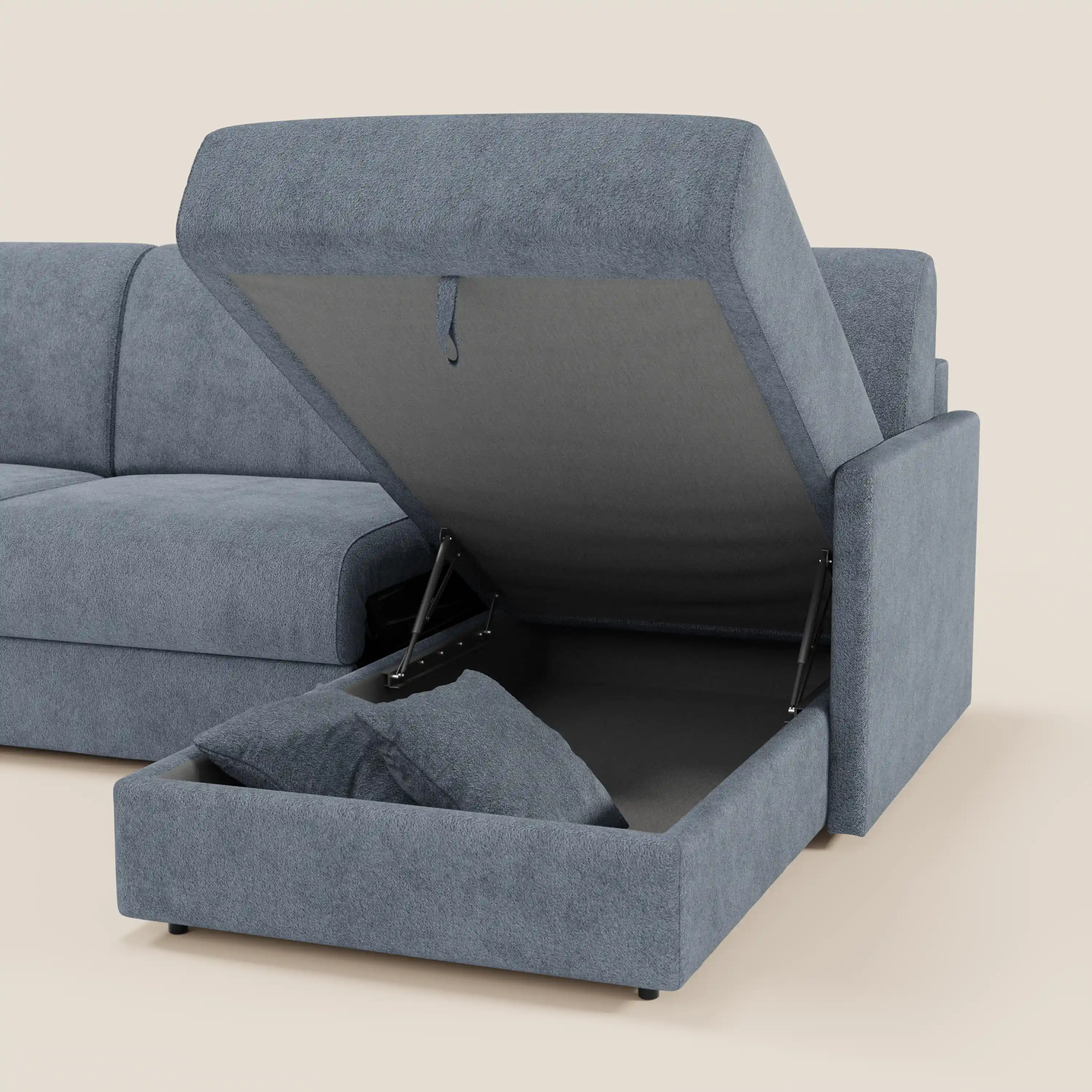 Tommy Canapé convertible avec méridienne coffre - design minimaliste et déhoussable en tissu détachable effet coton T33 - Image 218
