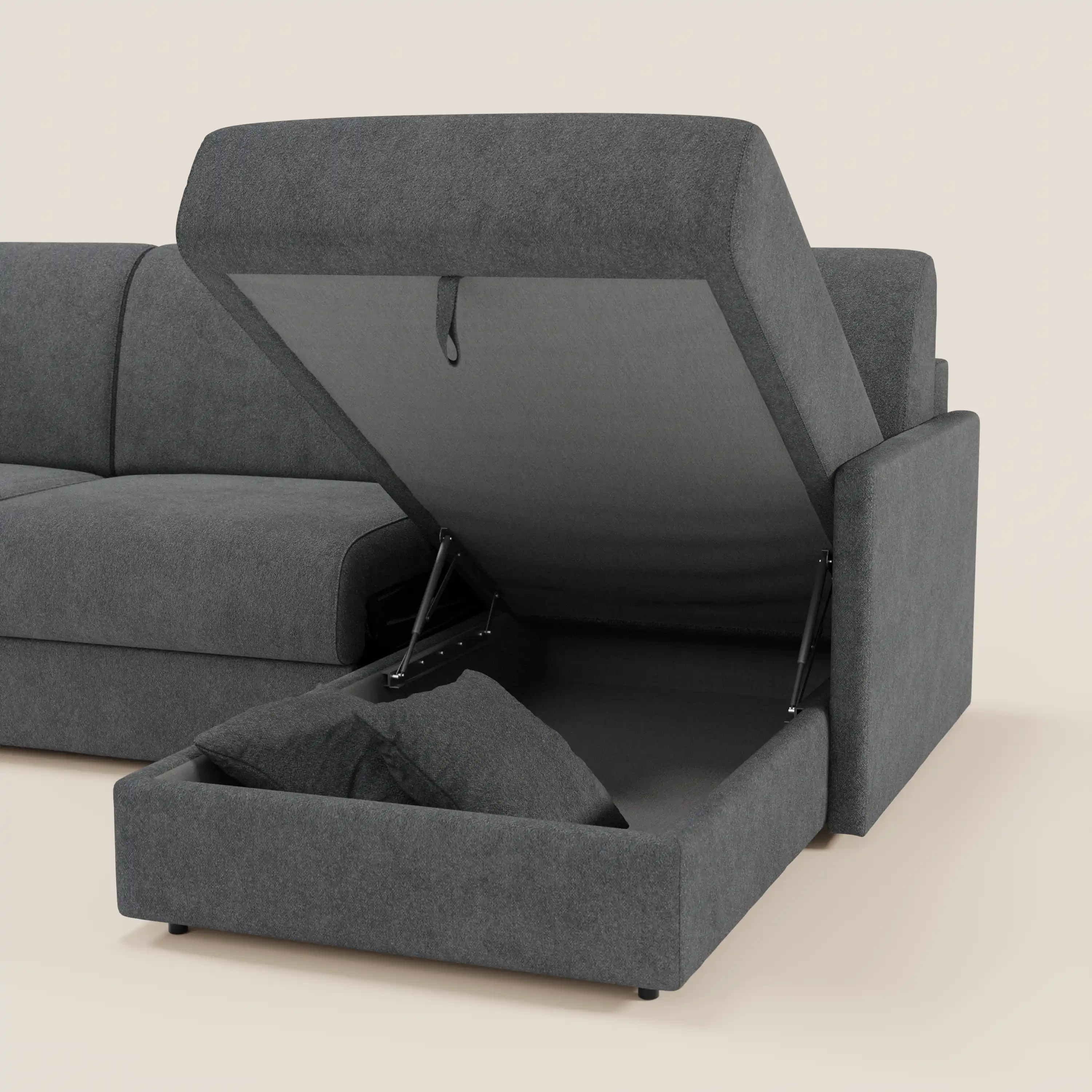 Tommy Canapé convertible avec méridienne coffre - design minimaliste et déhoussable en tissu détachable effet coton T33 - Image 233
