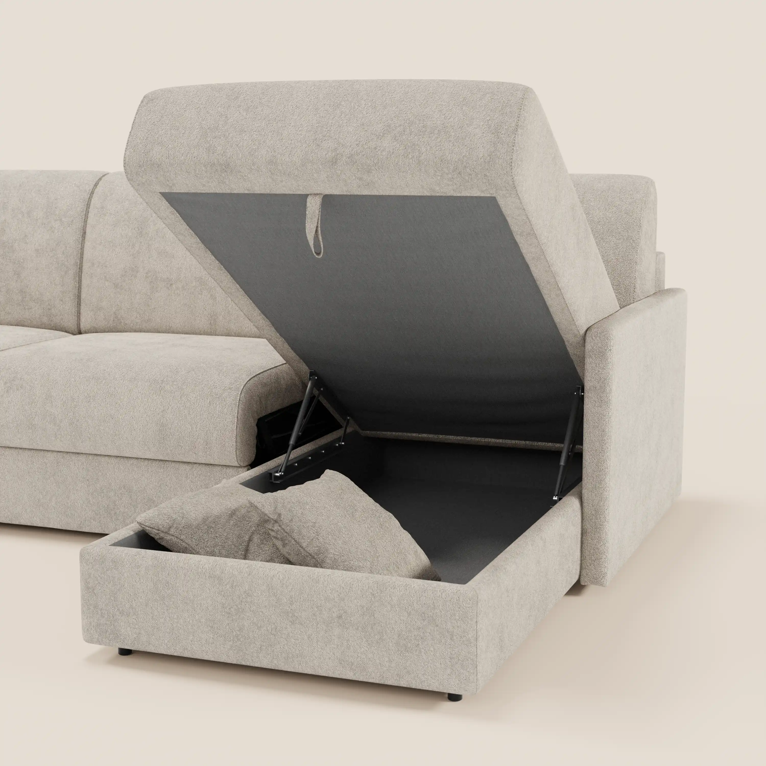 Tommy Canapé convertible avec méridienne coffre - design minimaliste et déhoussable en tissu détachable effet coton T33 - Image 44