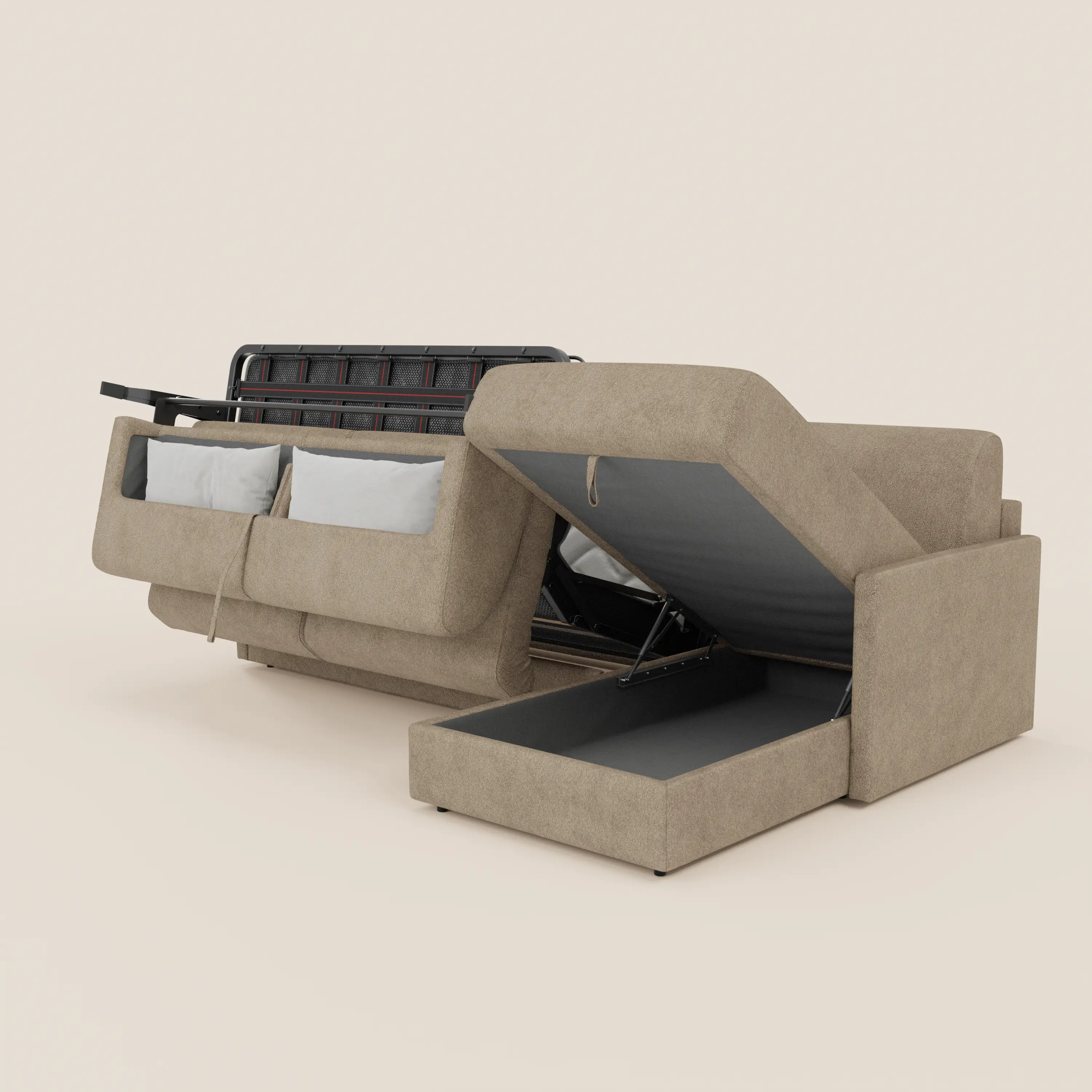 Tommy Canapé convertible avec méridienne coffre - design minimaliste et déhoussable en tissu détachable effet coton T33 - Image 9