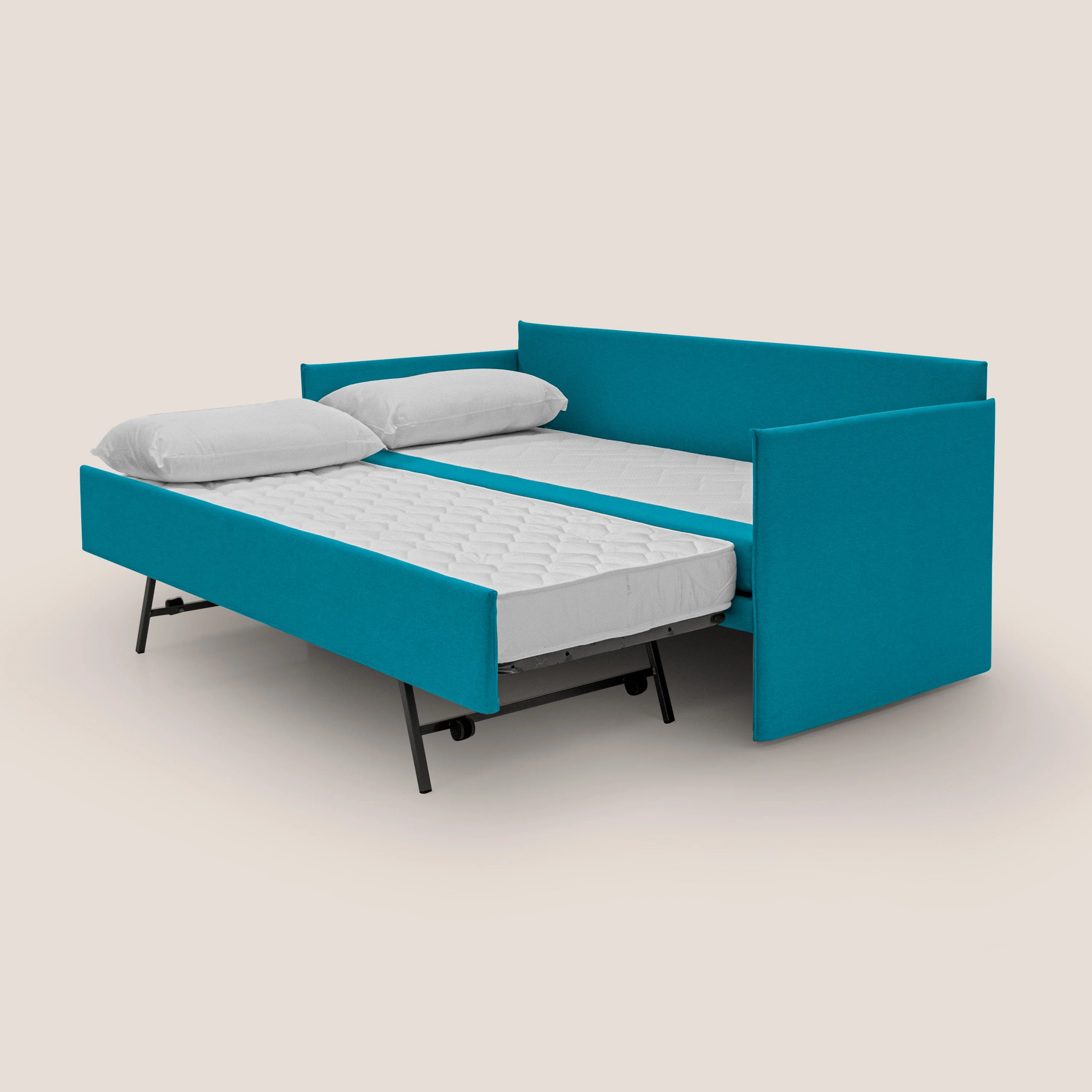 Tortona Canapé duplex avec lits jumeaux et tissu effet coton imperméable T13 bleu ciel - Image 2