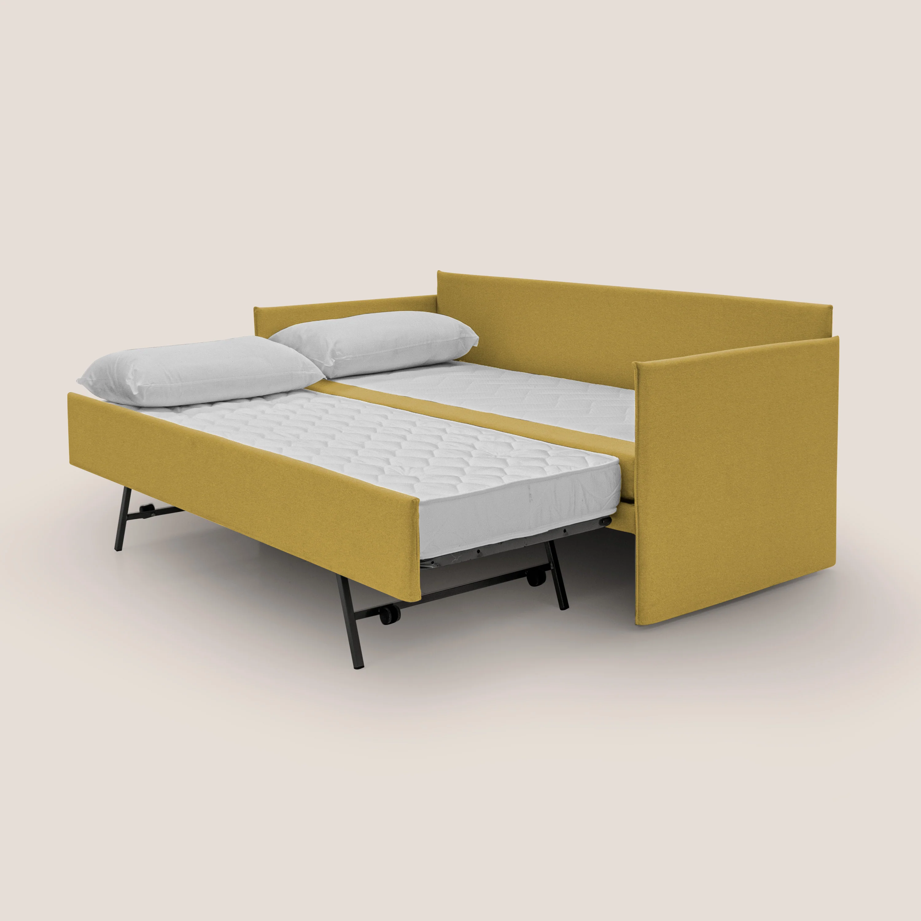 Tortona Canapé duplex avec lits jumeaux et tissu effet coton imperméable T13 jaune - Image 2