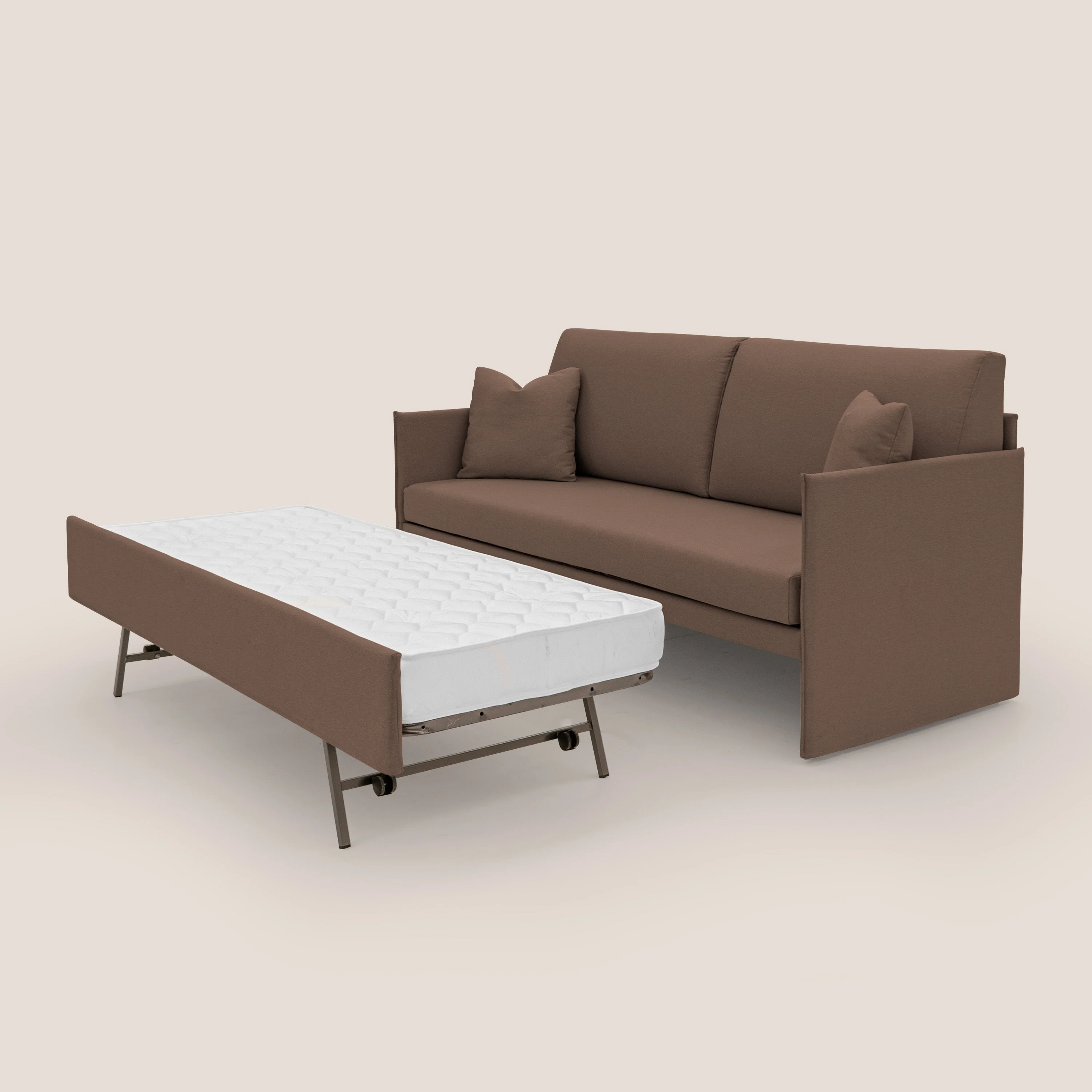 Tortona Canapé duplex avec lits jumeaux et tissu effet coton imperméable T13 marron - Image 6