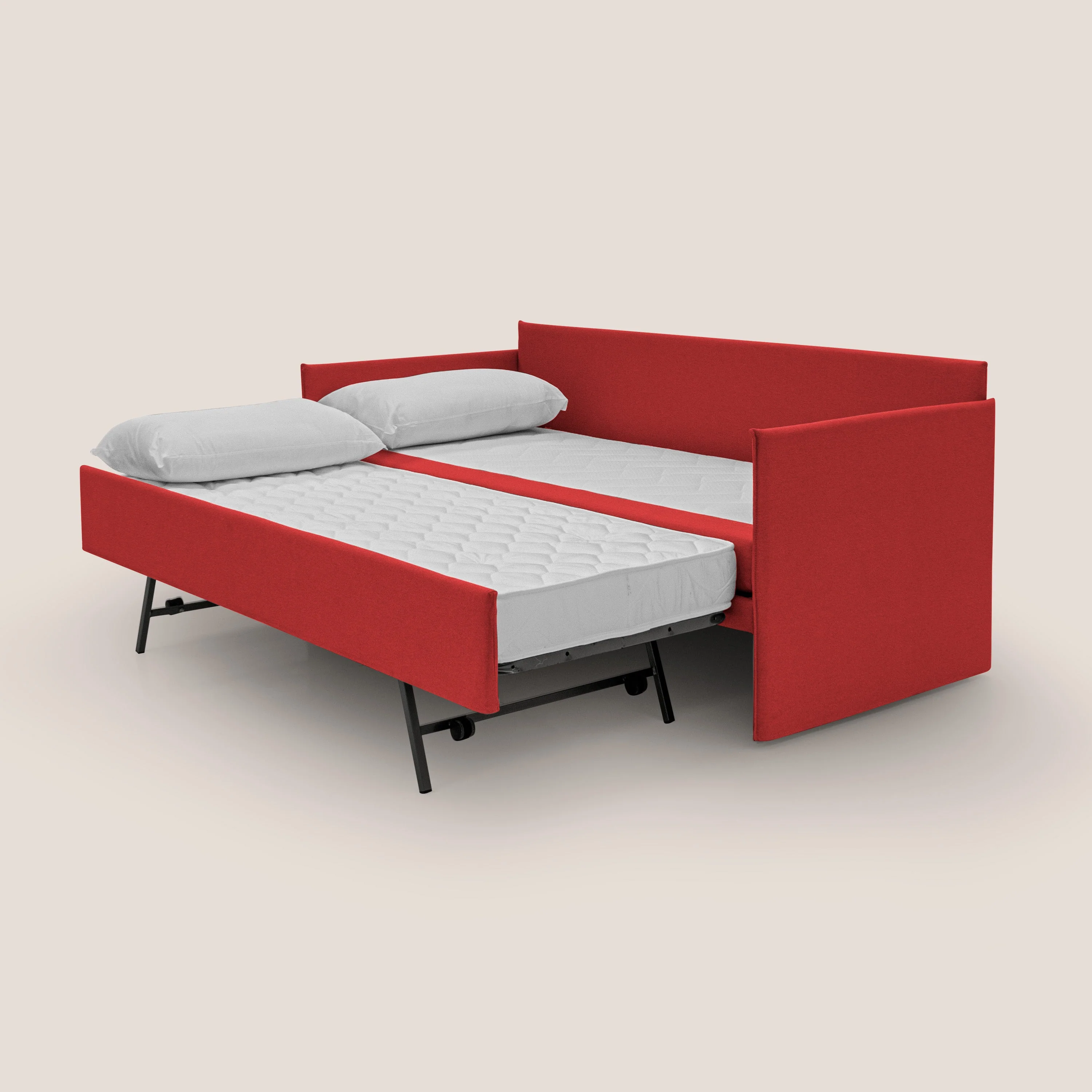 Tortona Canapé duplex avec lits jumeaux et tissu effet coton imperméable T13 rouge - Image 2