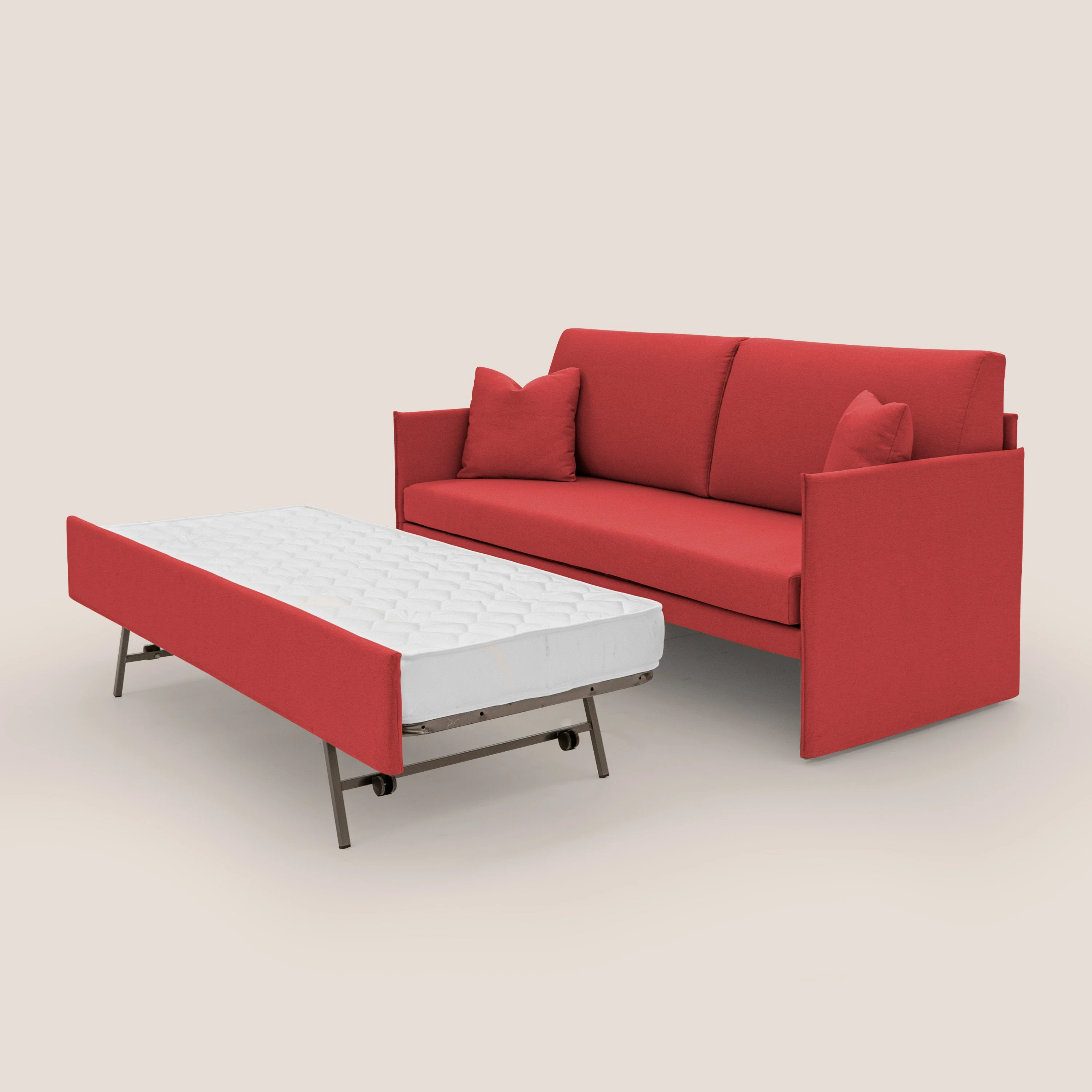 Tortona Canapé duplex avec lits jumeaux et tissu effet coton imperméable T13 rouge - Image 6