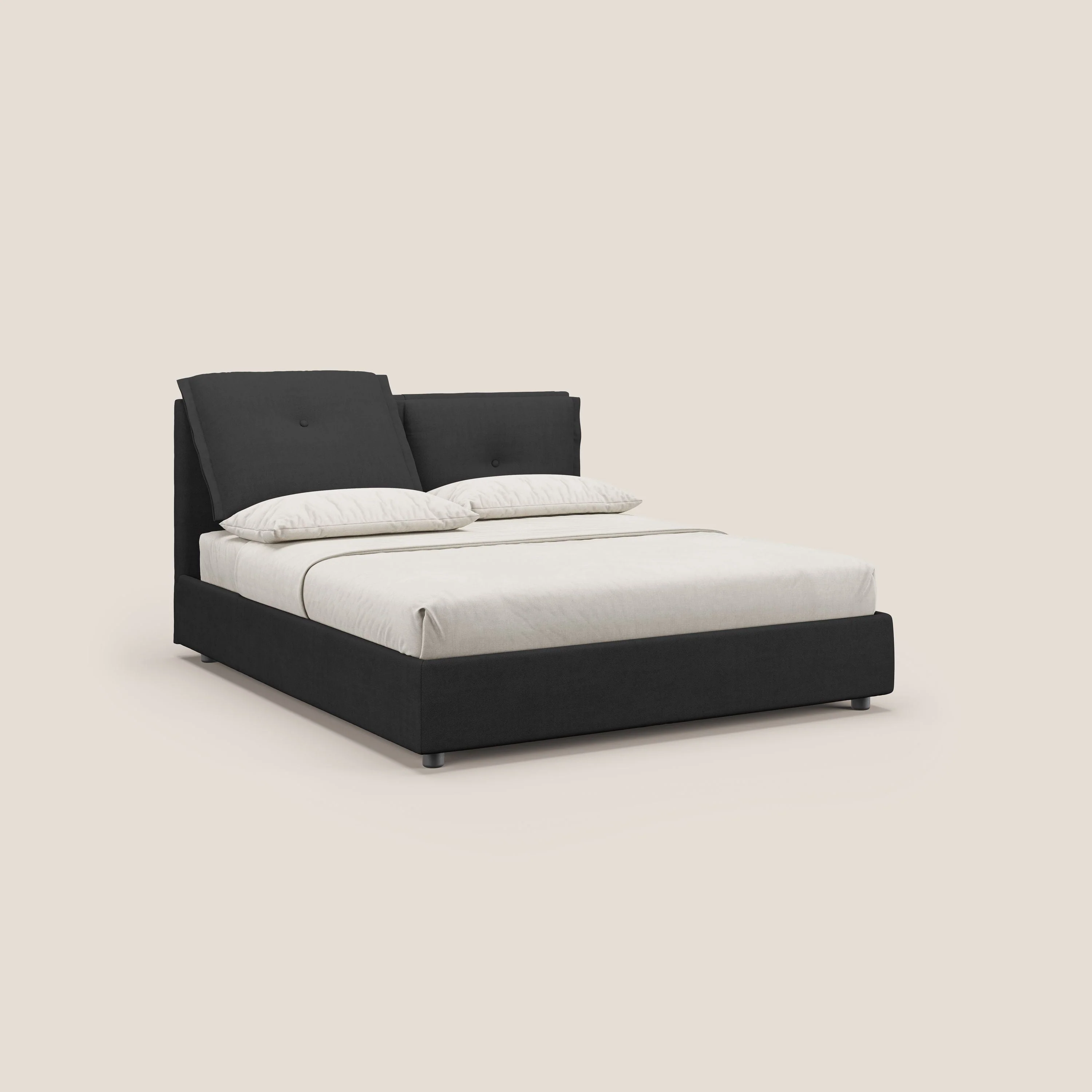 Travis lit coffre avec coussins capitonnés amovibles en tissu imperméable T02 noir