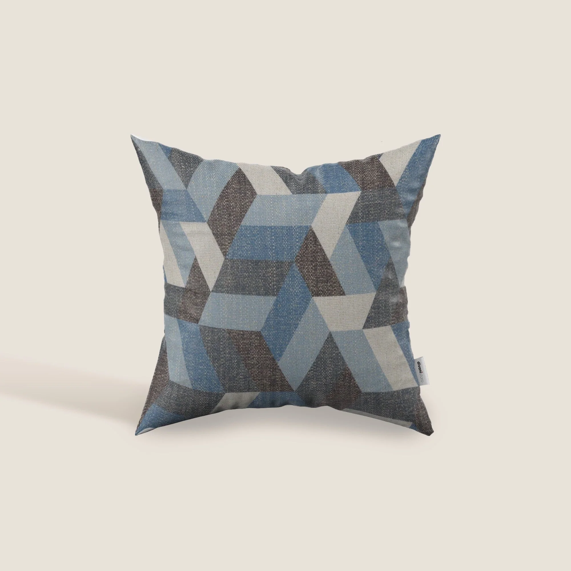 Unreal coussins à fantaisie géométriques en tissu hydrofuge bleu