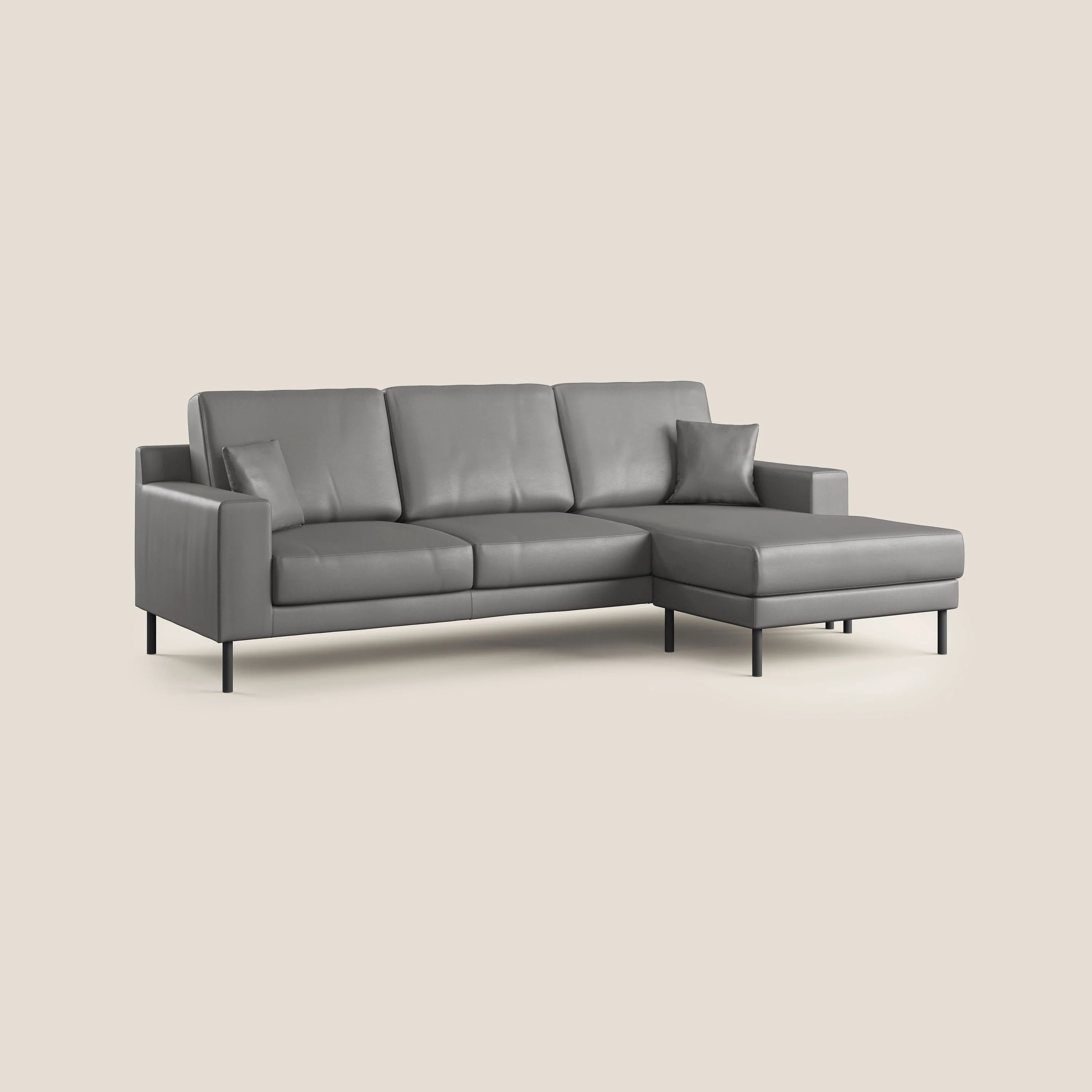 Uranio Canapé d'angle moderne réversible en simili cuir imperméable T04 anthracite - Image 2