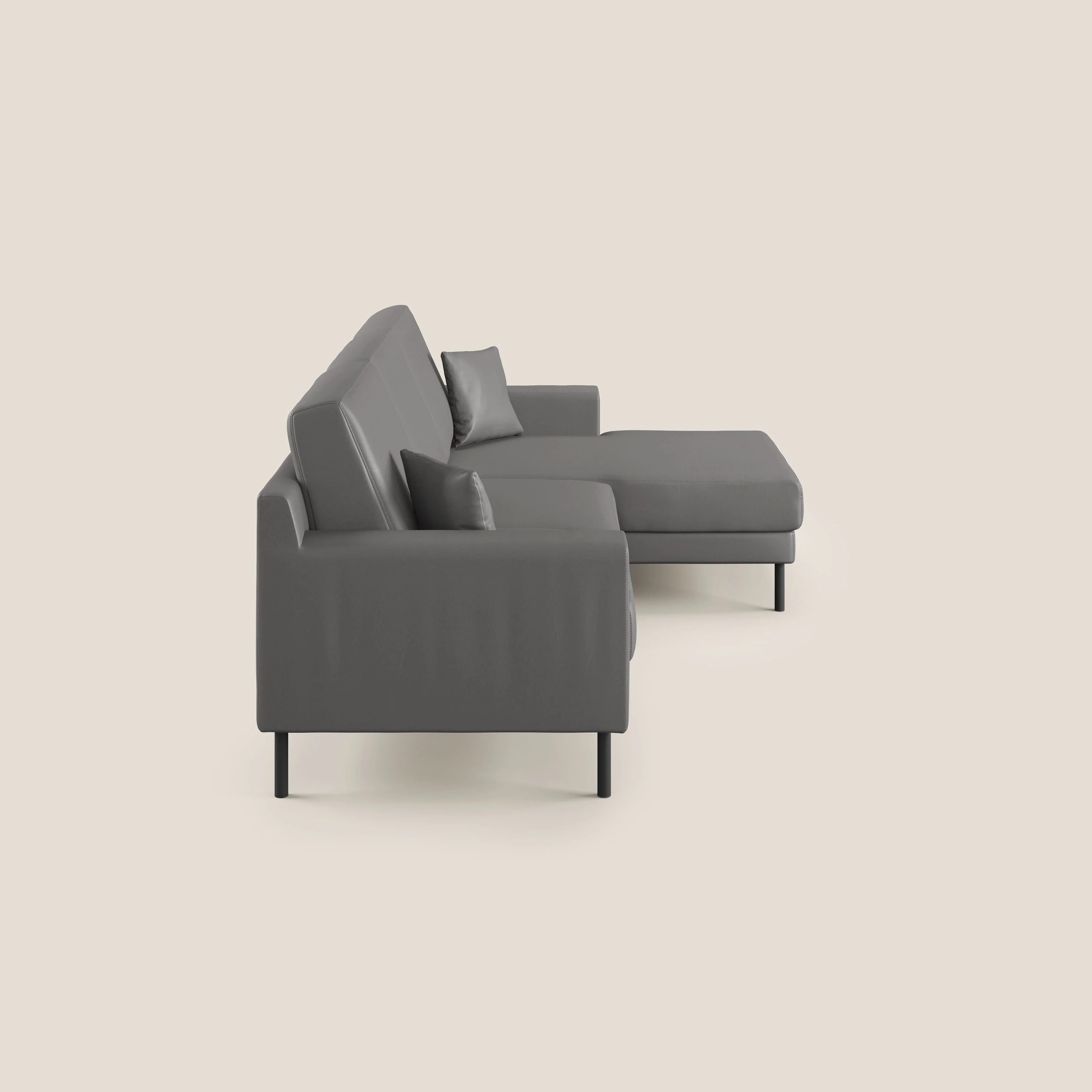Uranio Canapé d'angle moderne réversible en simili cuir imperméable T04 anthracite - Image 3
