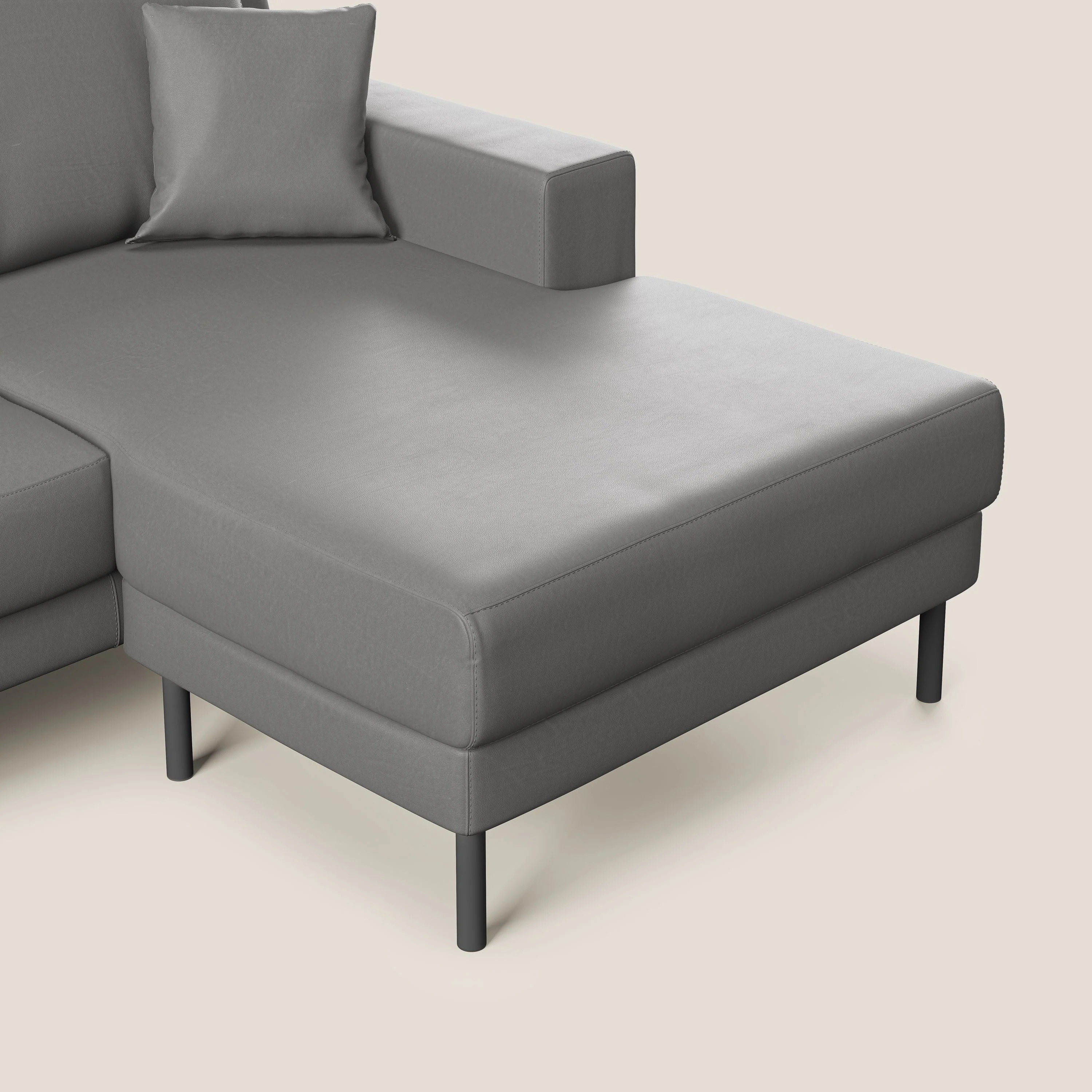 Uranio Canapé d'angle moderne réversible en simili cuir imperméable T04 anthracite - Image 5