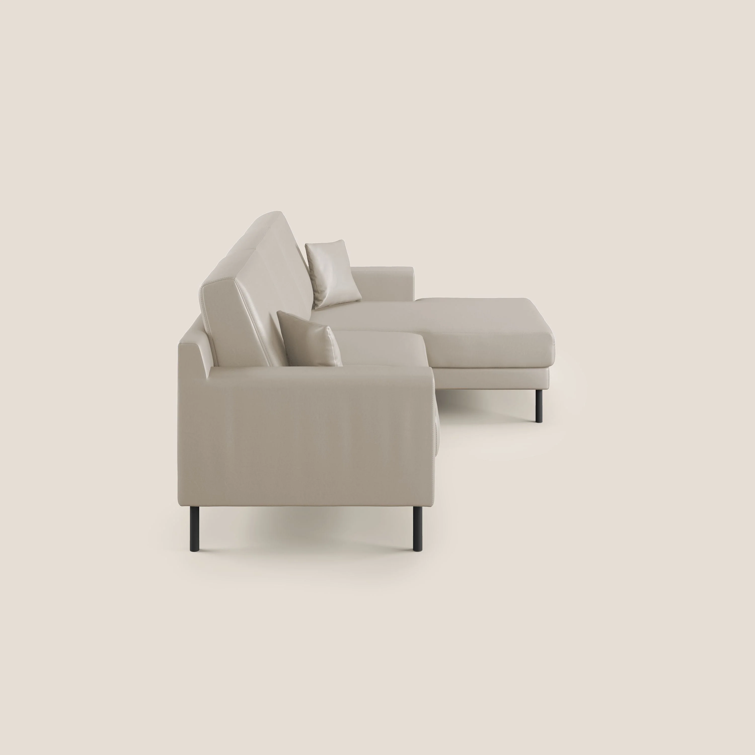 Uranio Canapé d'angle moderne réversible en simili cuir imperméable T04 beige - Image 3