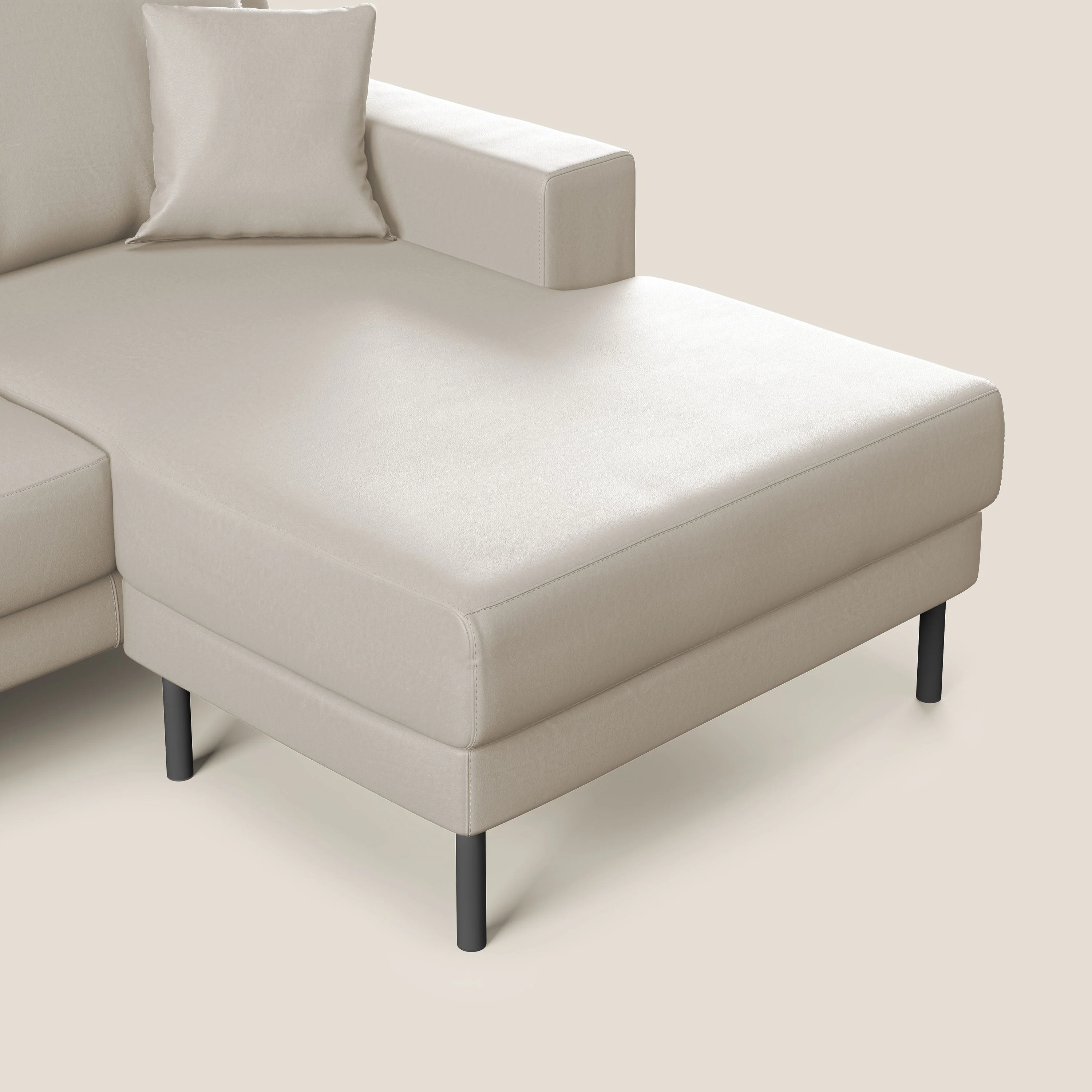 Uranio Canapé d'angle moderne réversible en simili cuir imperméable T04 beige - Image 5