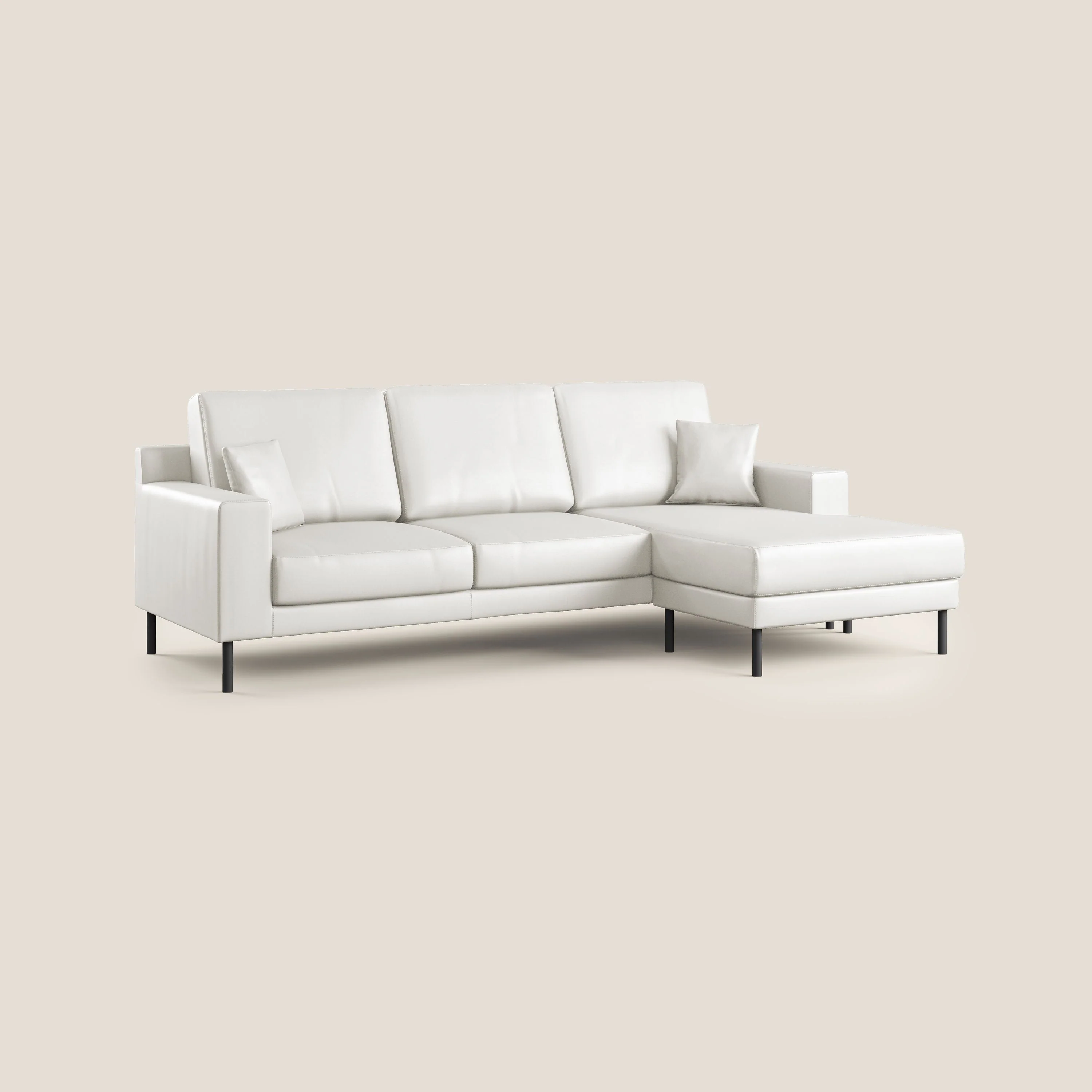 Uranio Canapé d'angle moderne réversible en simili cuir imperméable T04 blanc - Image 2