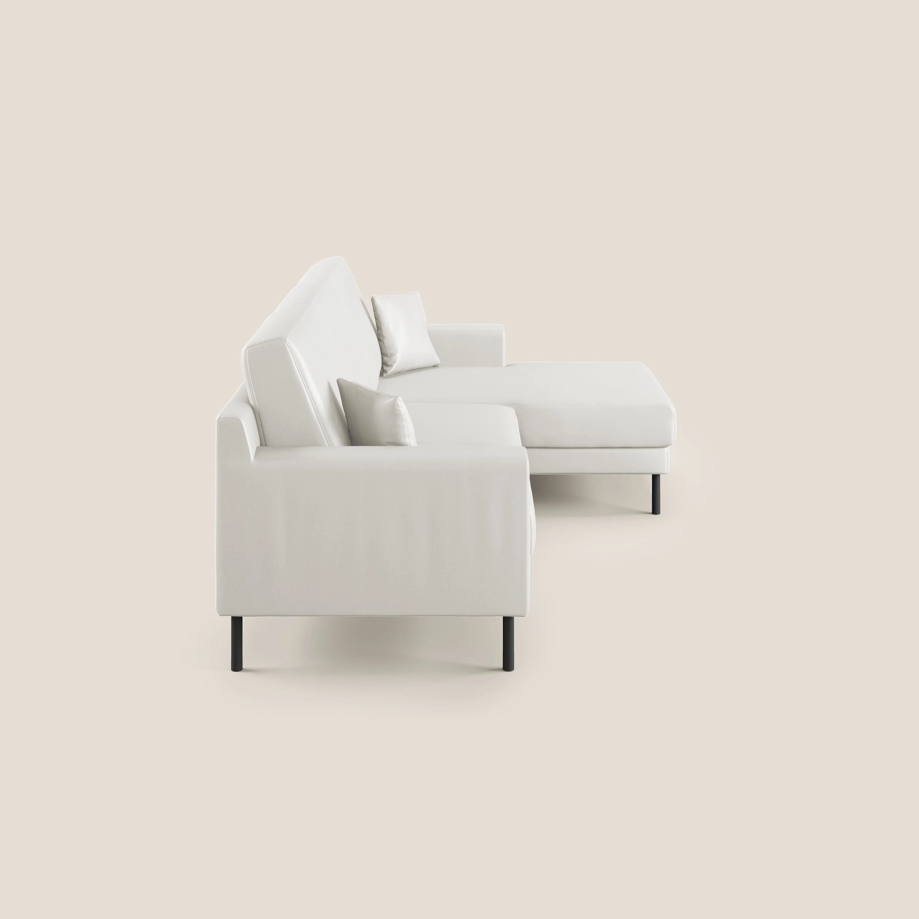 Uranio Canapé d'angle moderne réversible en simili cuir imperméable T04 blanc - Image 3
