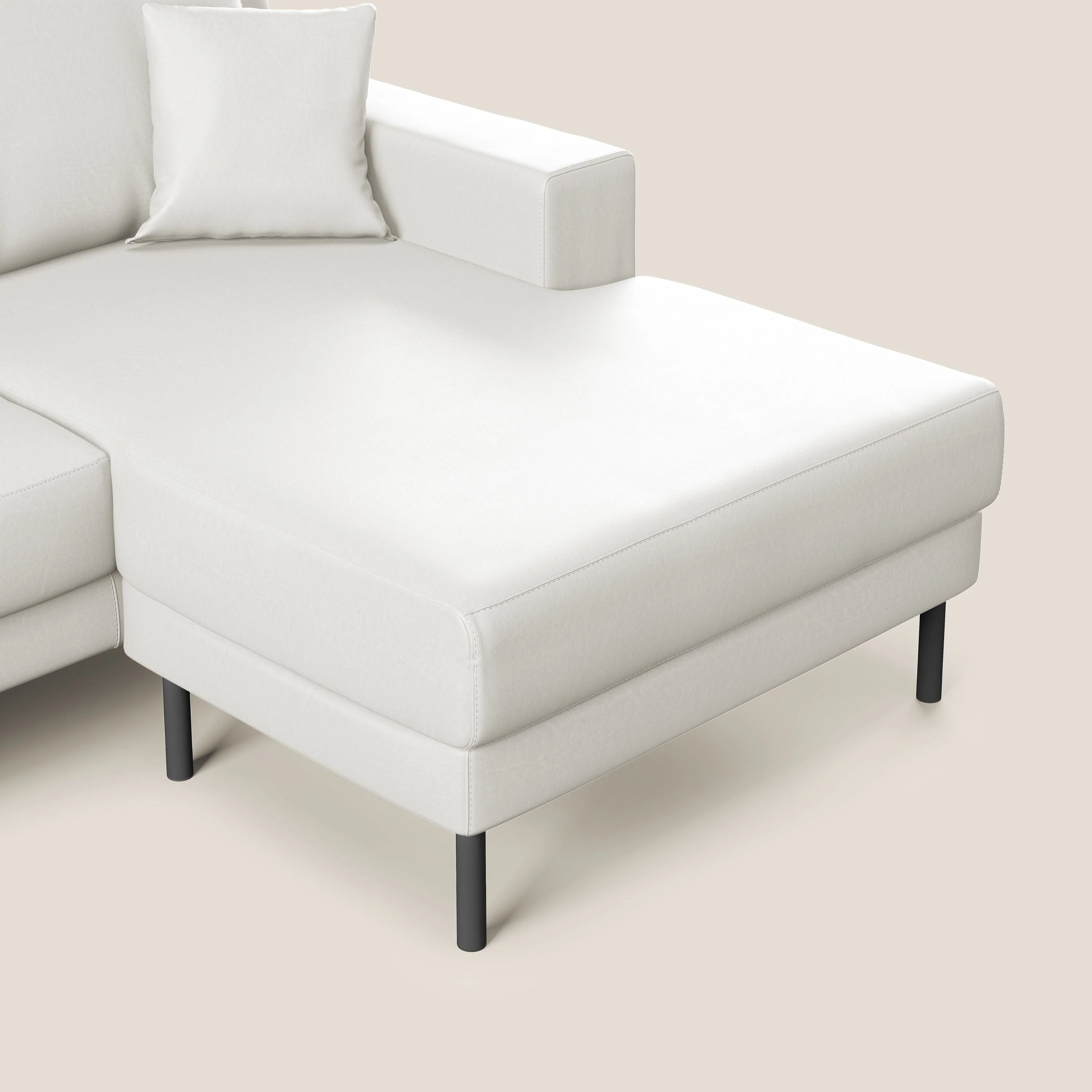 Uranio Canapé d'angle moderne réversible en simili cuir imperméable T04 blanc - Image 5