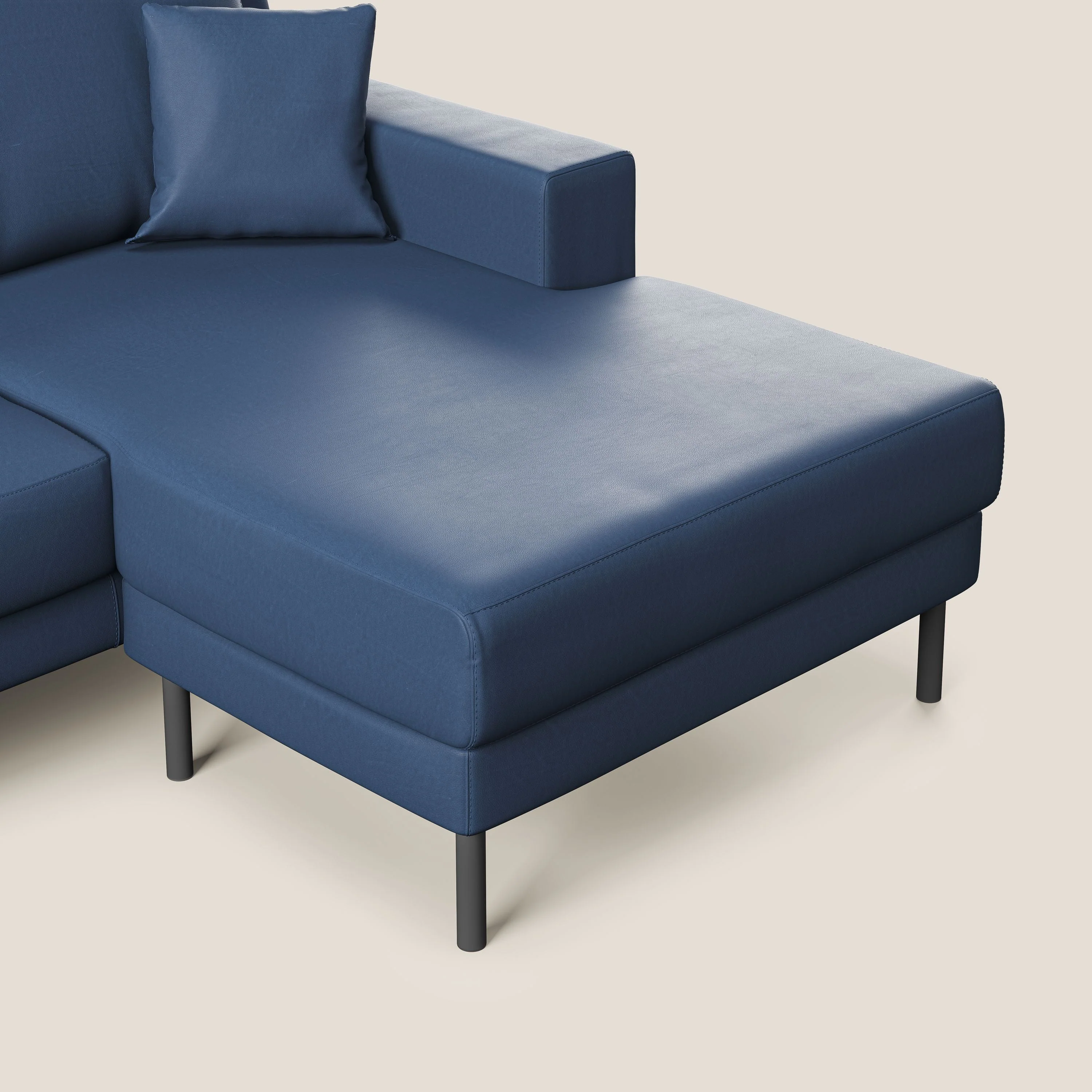 Uranio Canapé d'angle moderne réversible en simili cuir imperméable T04 bleu - Image 6