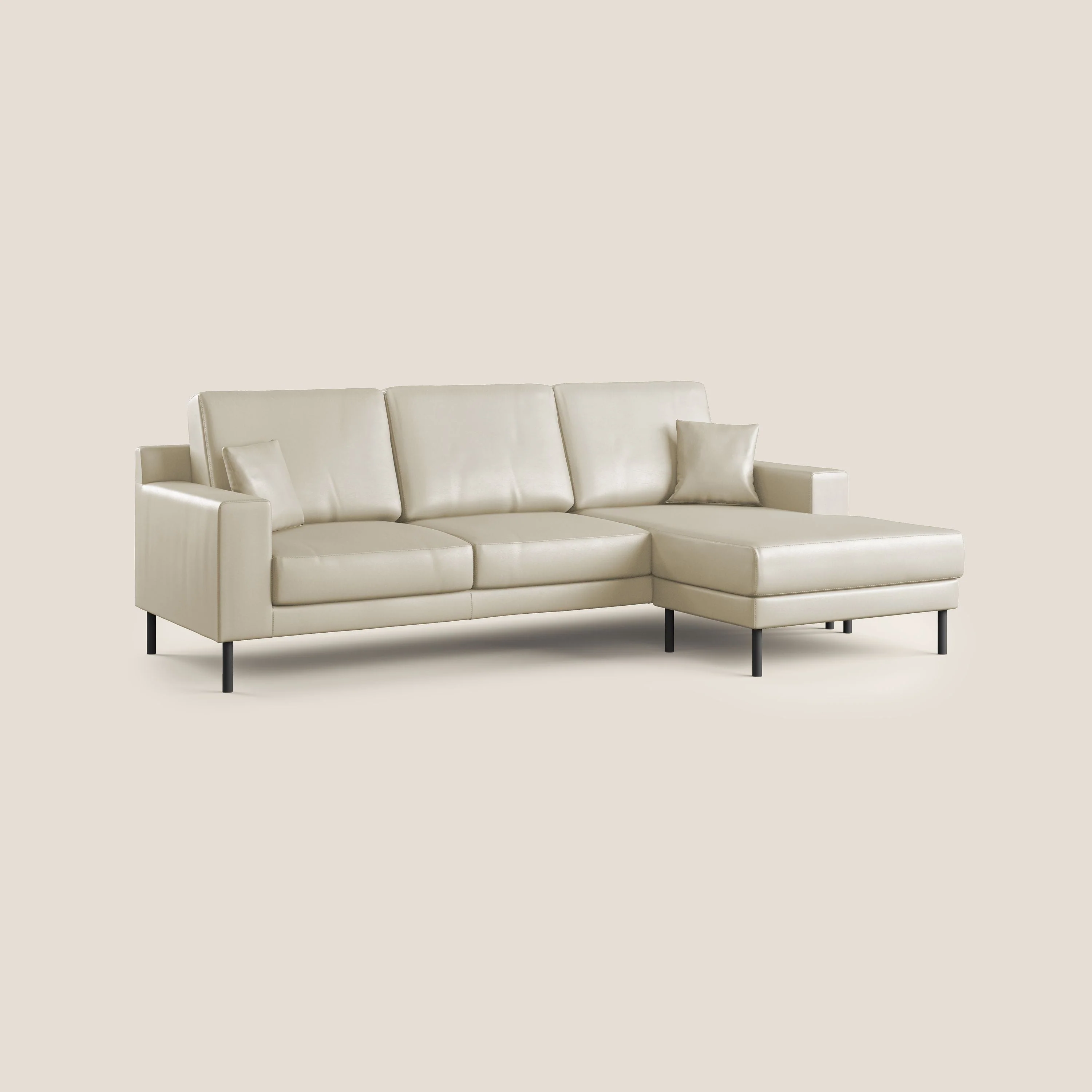 Uranio Canapé d'angle moderne réversible en simili cuir imperméable T04 crème - Image 2