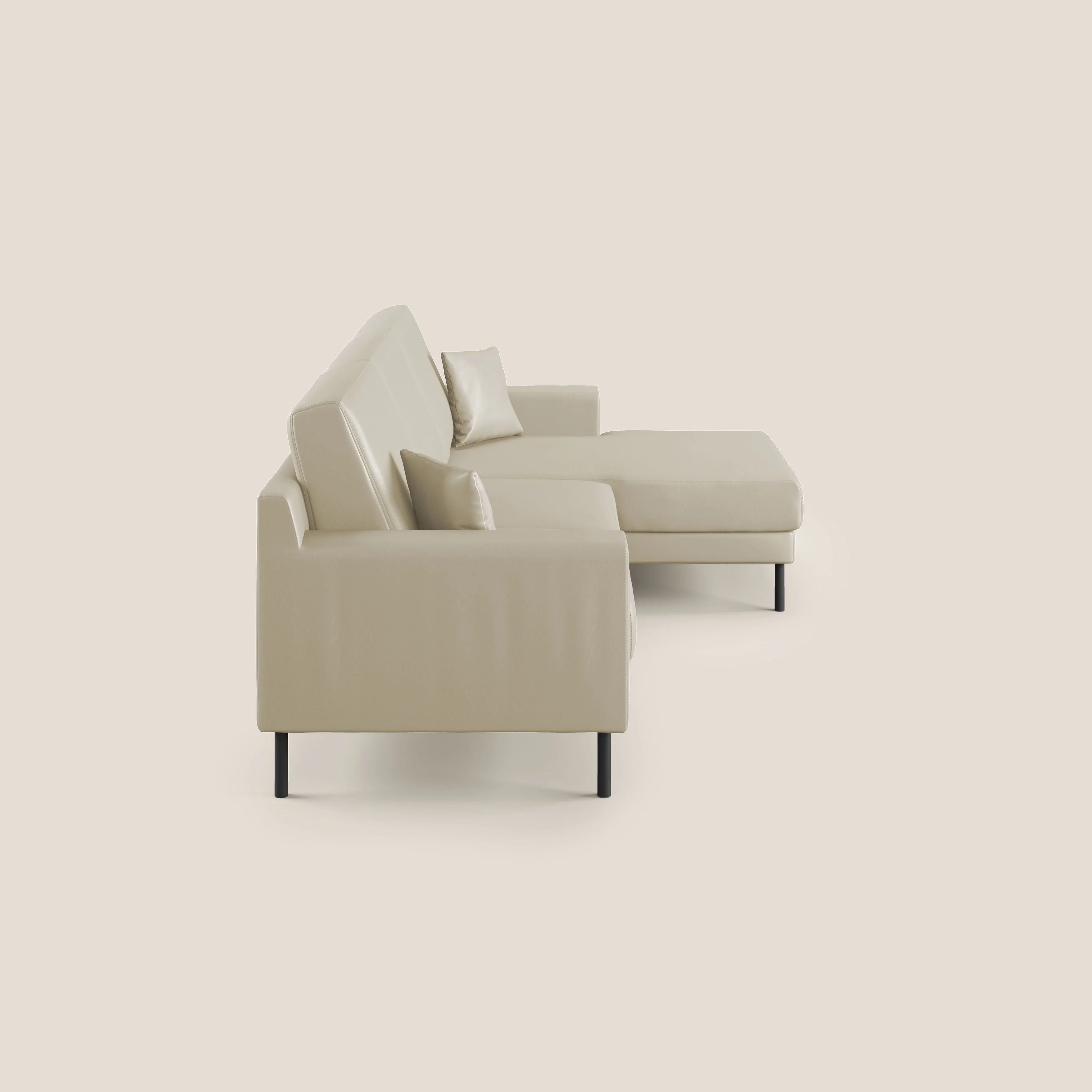 Uranio Canapé d'angle moderne réversible en simili cuir imperméable T04 crème - Image 3