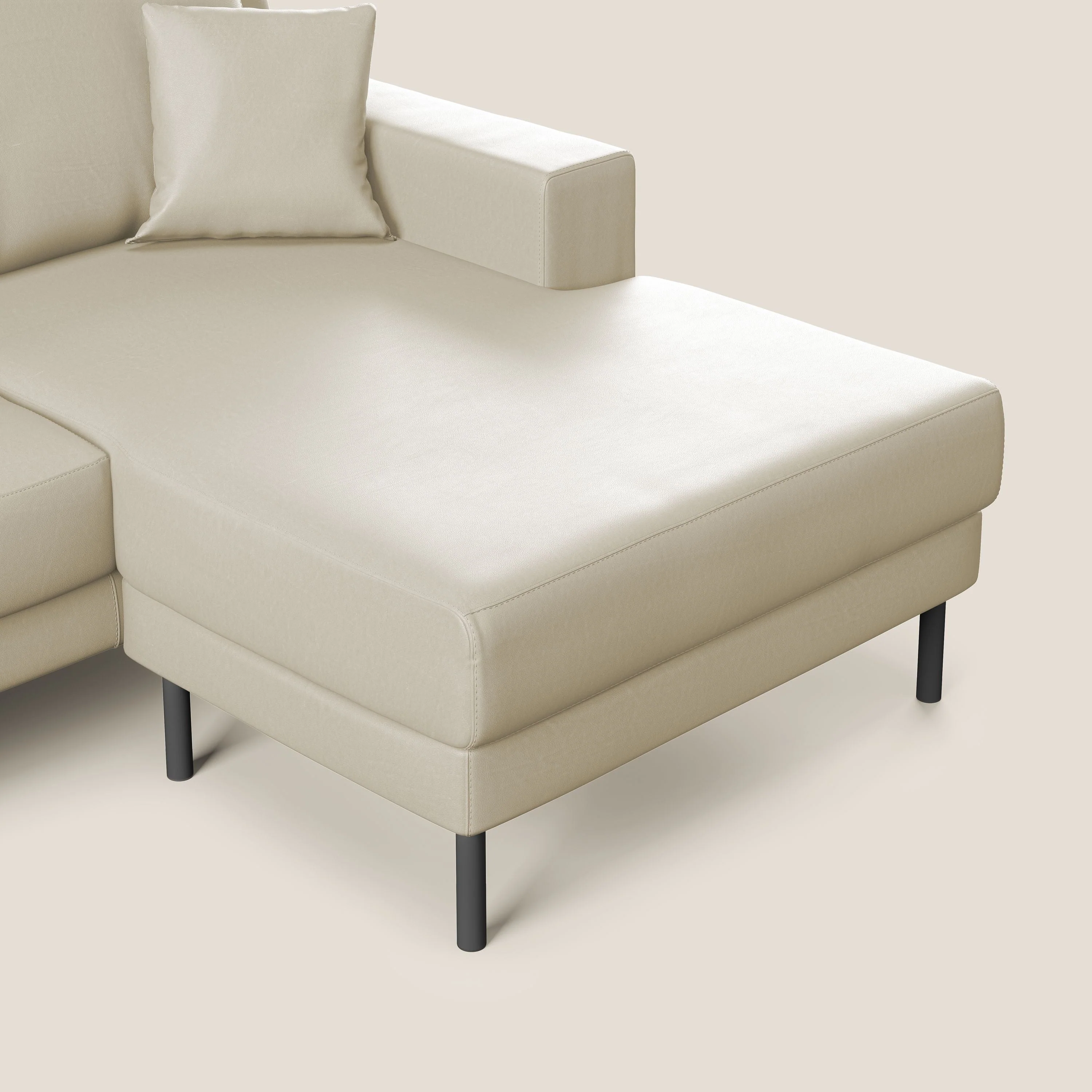 Uranio Canapé d'angle moderne réversible en simili cuir imperméable T04 crème - Image 5