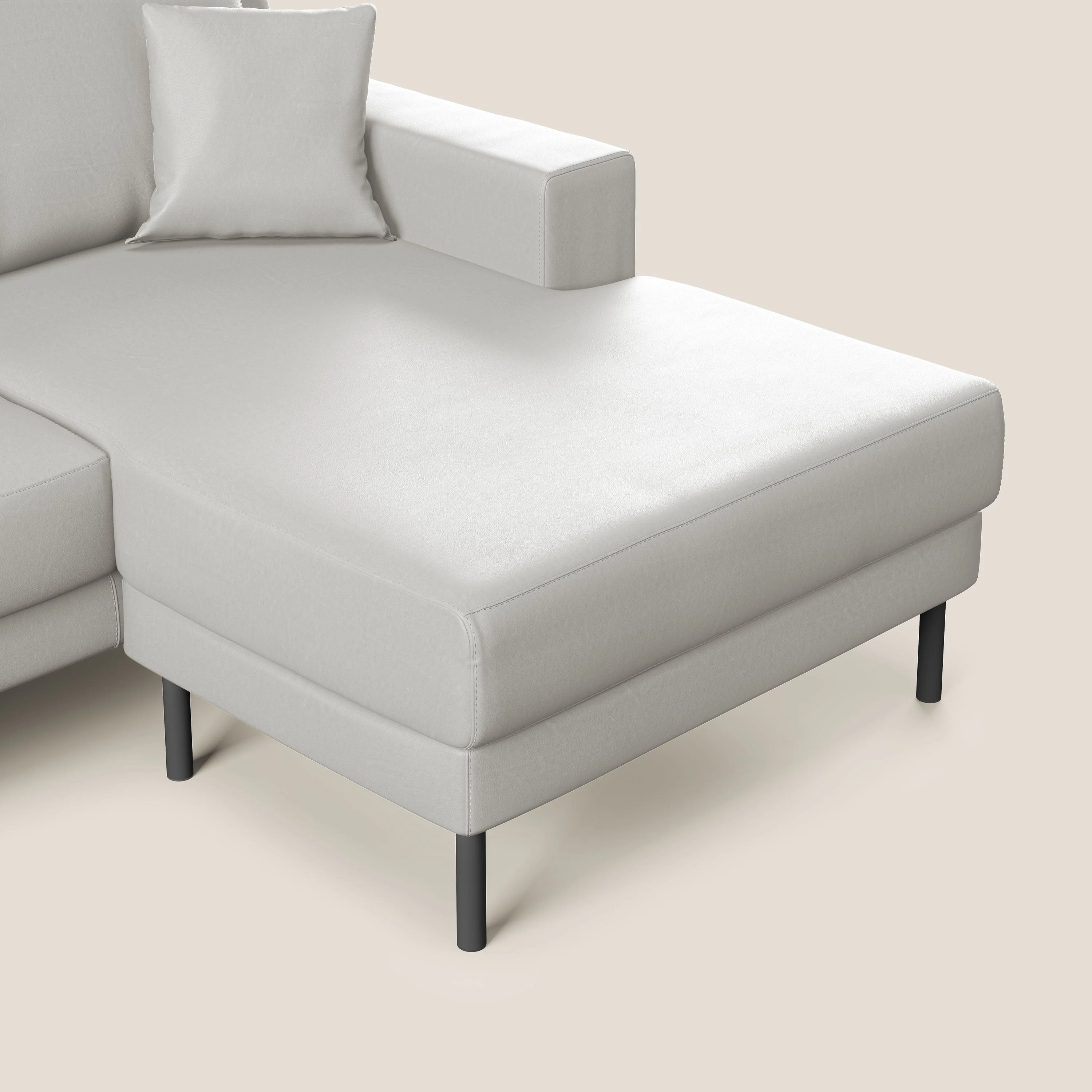 Uranio Canapé d'angle moderne réversible en simili cuir imperméable T04 gris clair - Image 5
