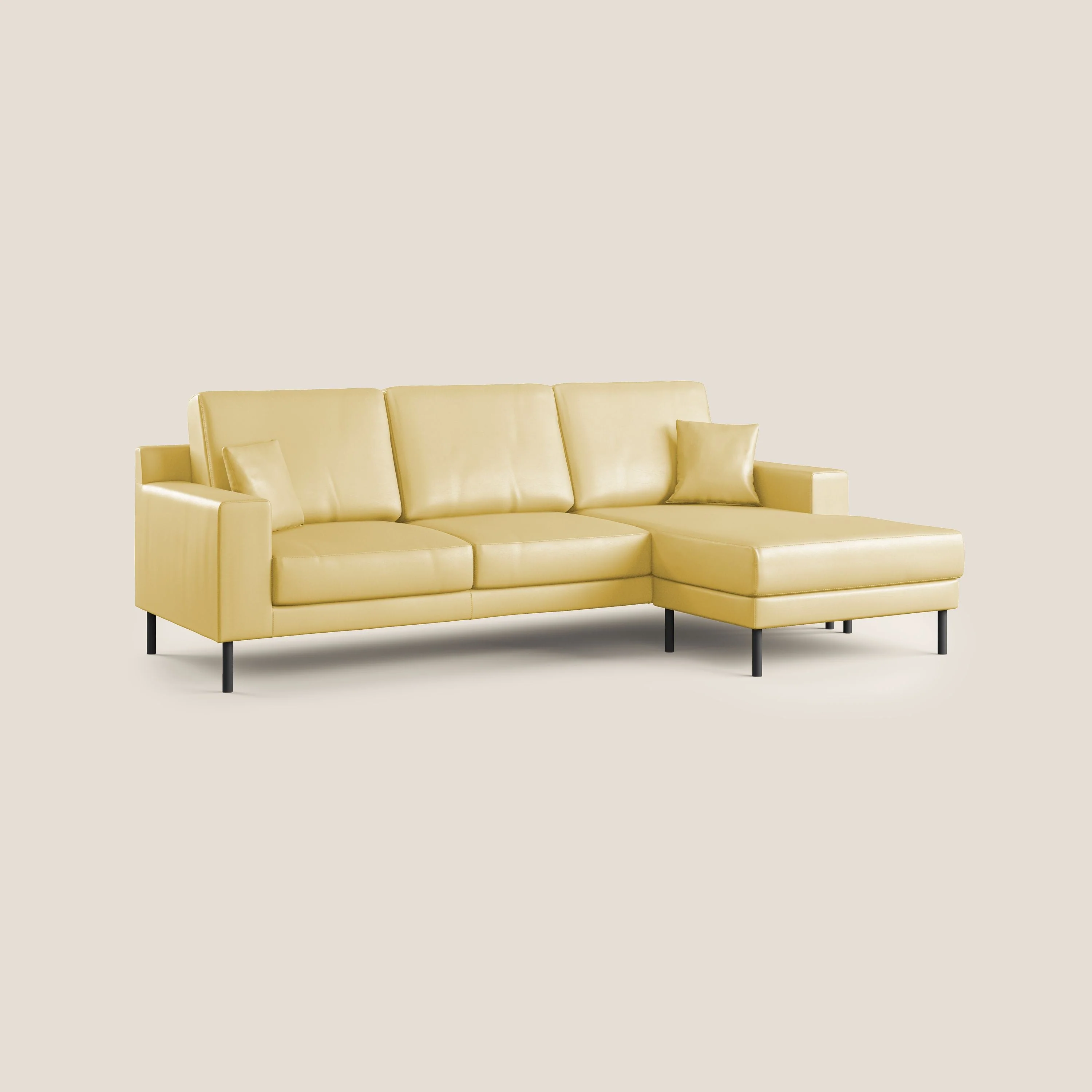 Uranio Canapé d'angle moderne réversible en simili cuir imperméable T04 jaune - Image 2