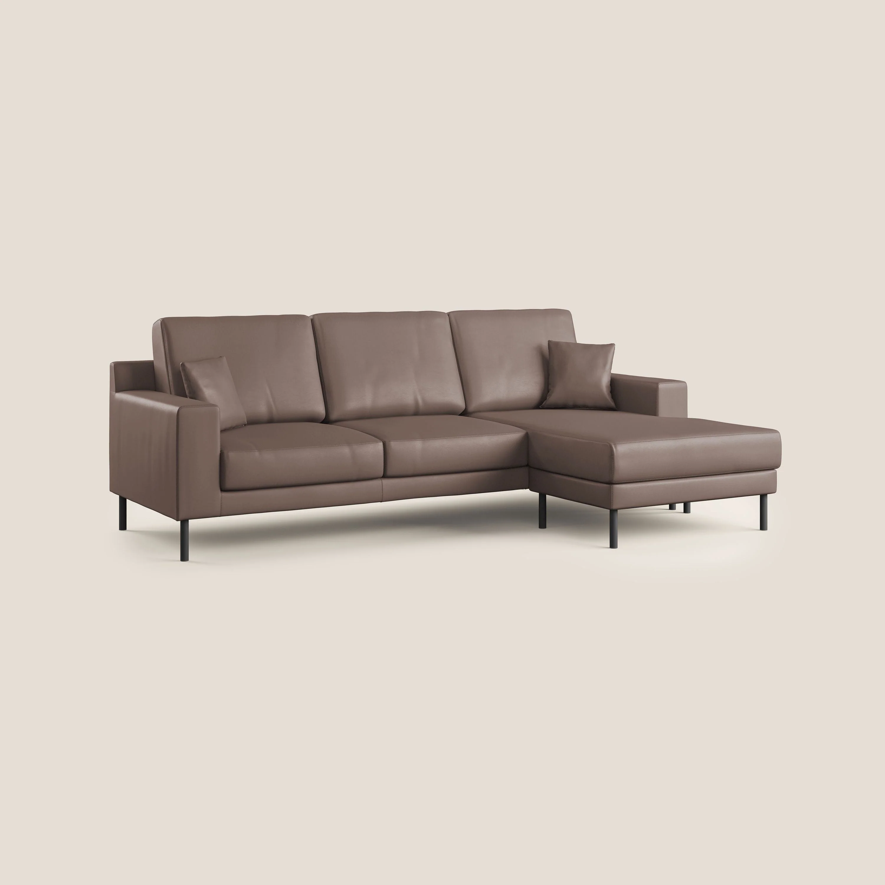 Uranio Canapé d'angle moderne réversible en simili cuir imperméable T04 marron - Image 2