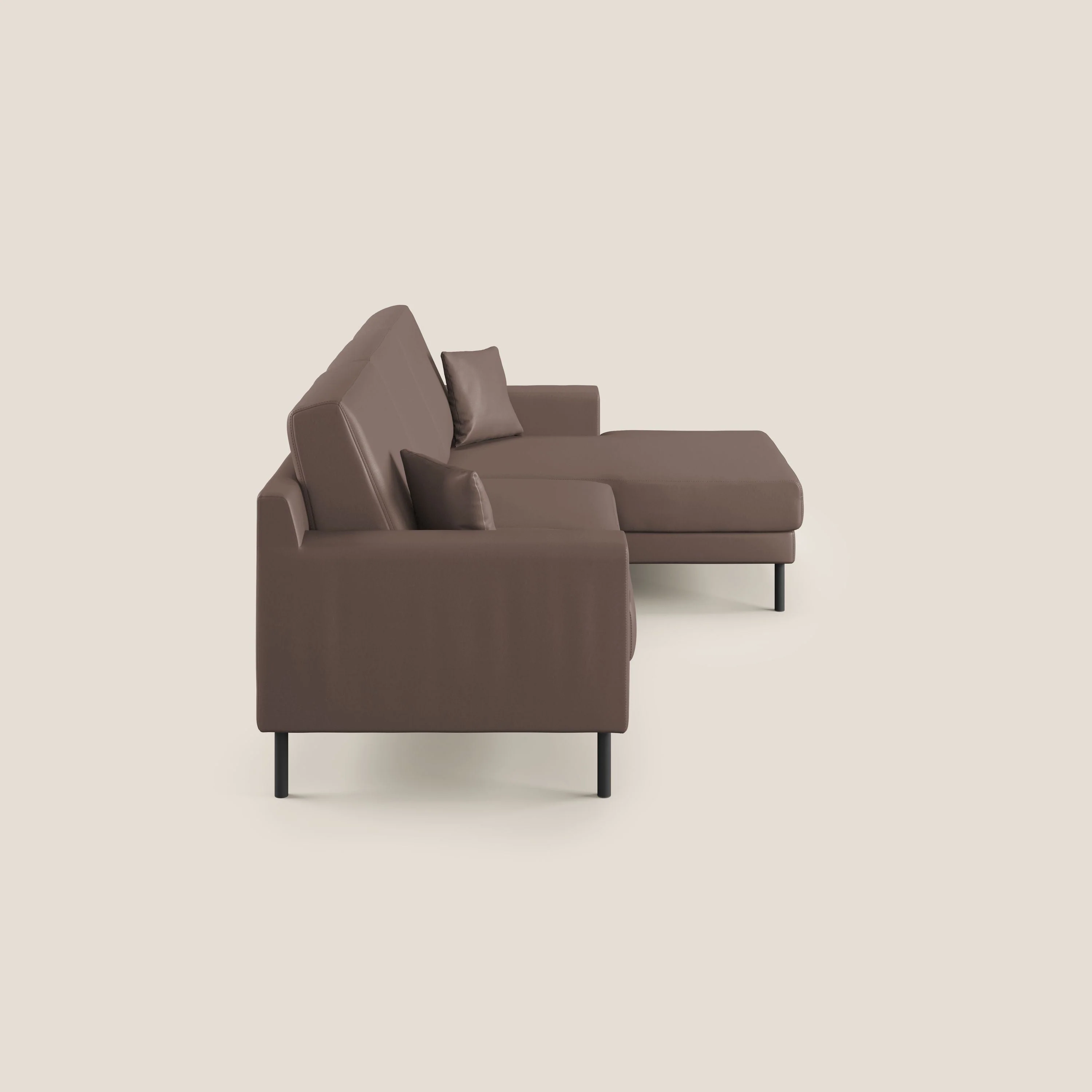 Uranio Canapé d'angle moderne réversible en simili cuir imperméable T04 marron - Image 3