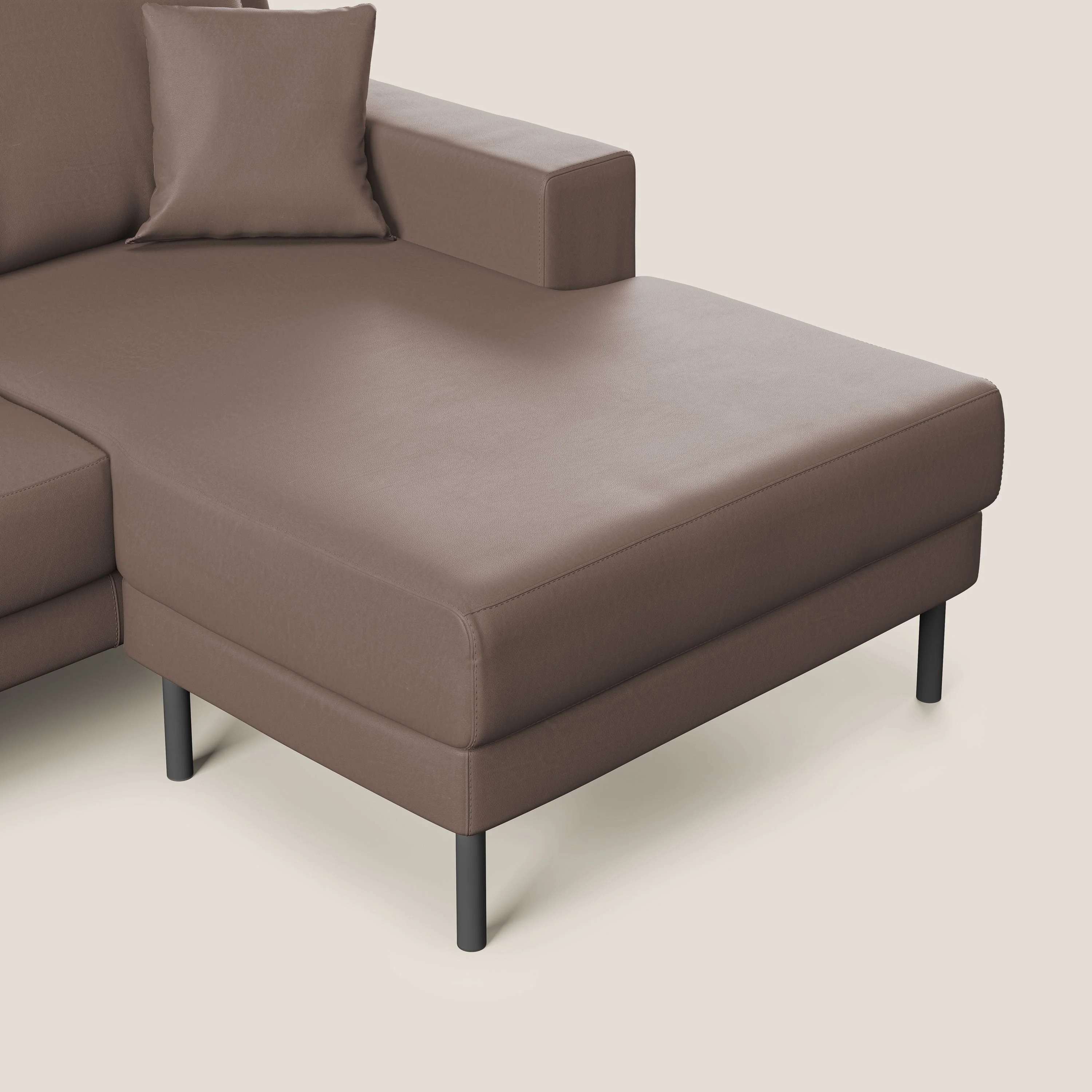 Uranio Canapé d'angle moderne réversible en simili cuir imperméable T04 marron - Image 5