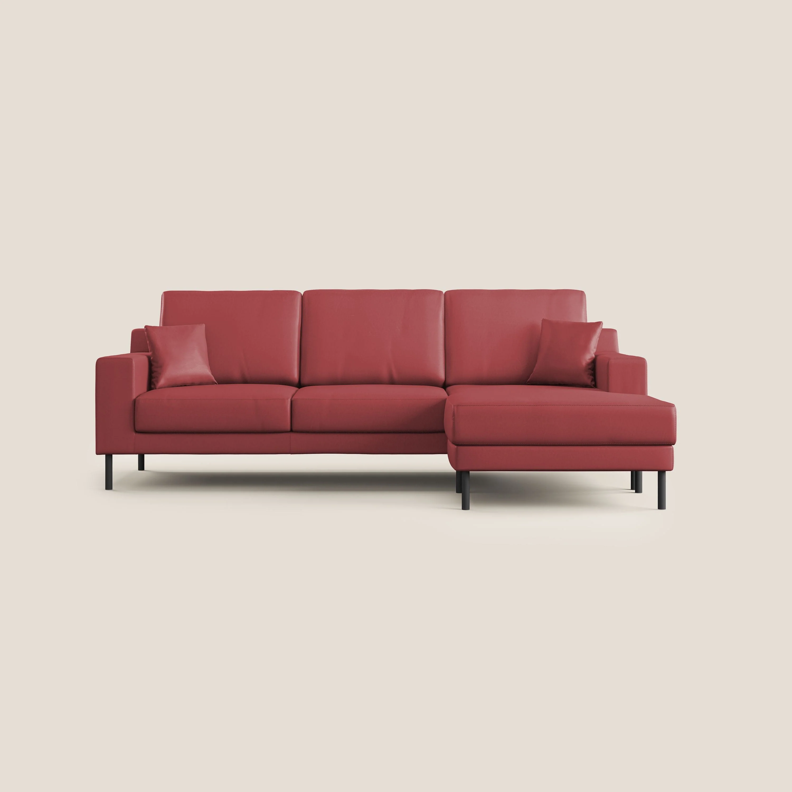 Uranio Canapé d'angle moderne réversible en simili cuir imperméable T04 rouge