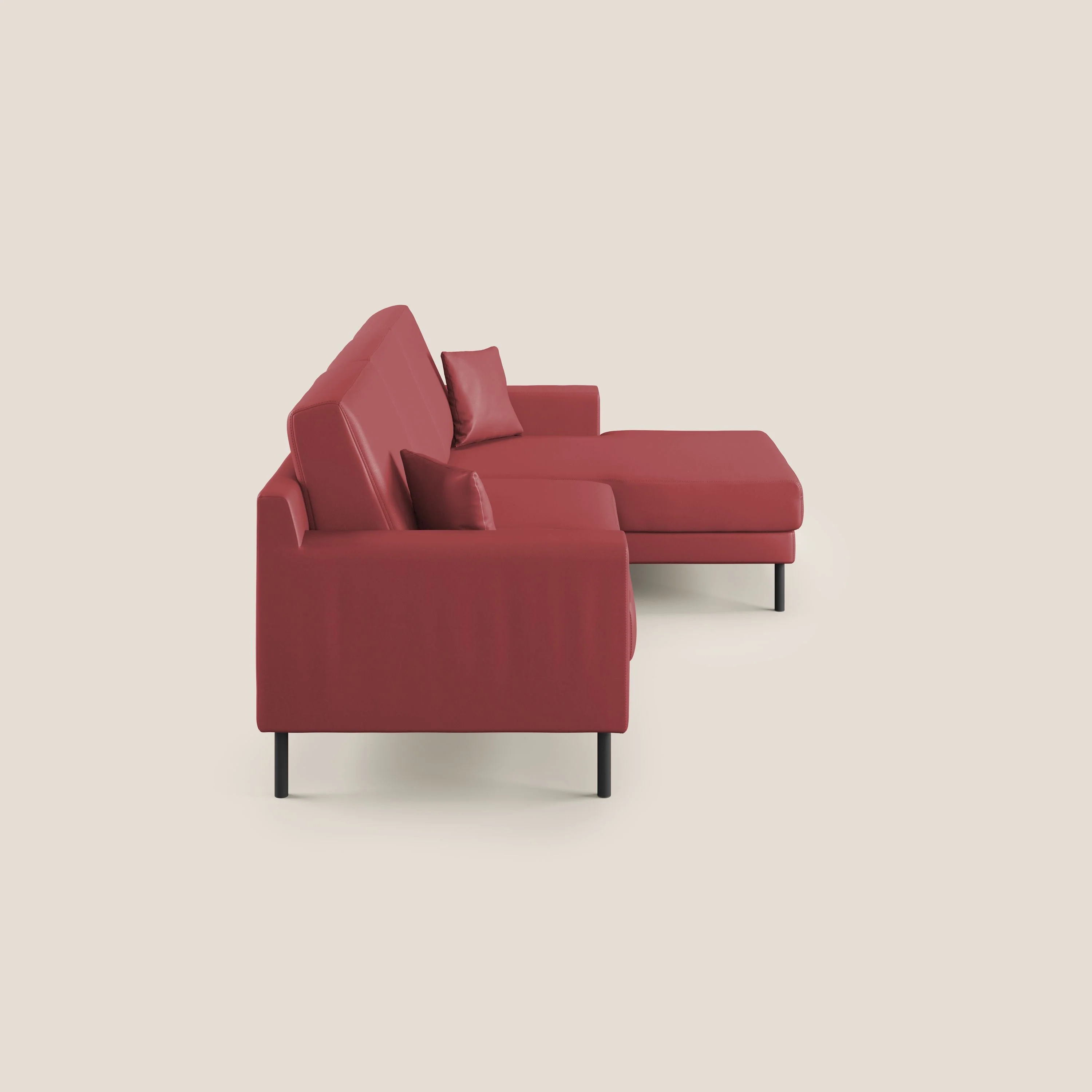 Uranio Canapé d'angle moderne réversible en simili cuir imperméable T04 rouge - Image 3