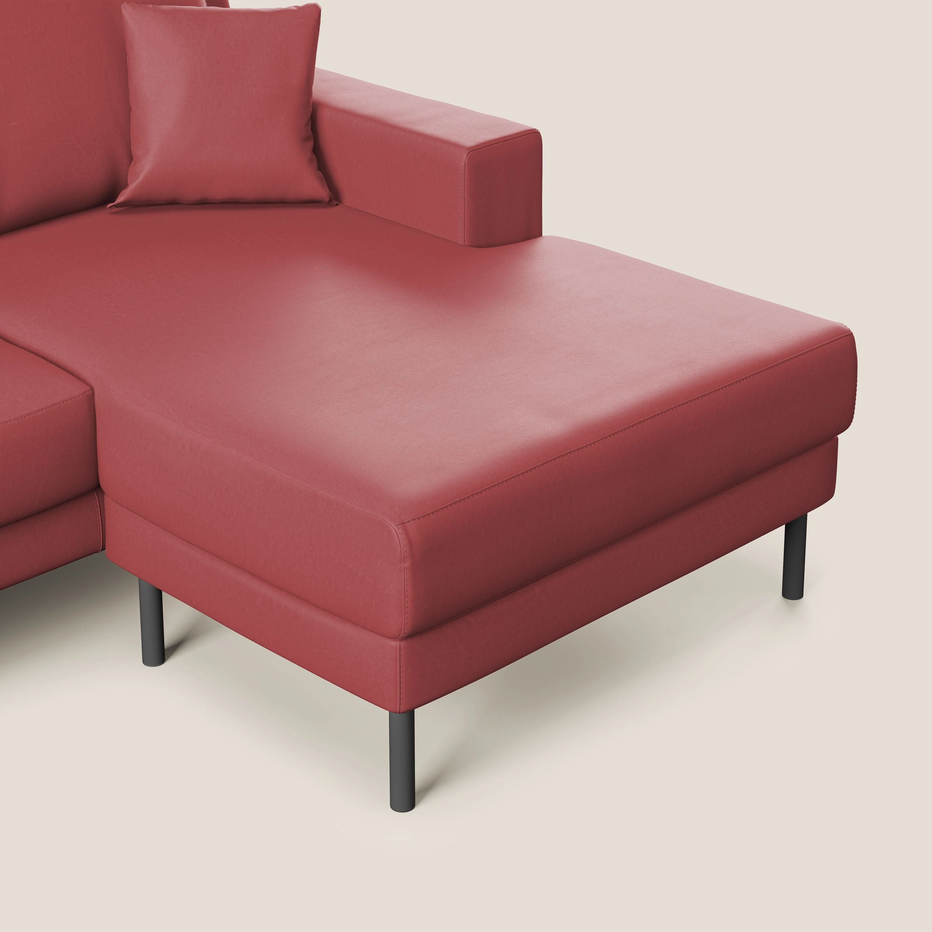 Uranio Canapé d'angle moderne réversible en simili cuir imperméable T04 rouge - Image 5